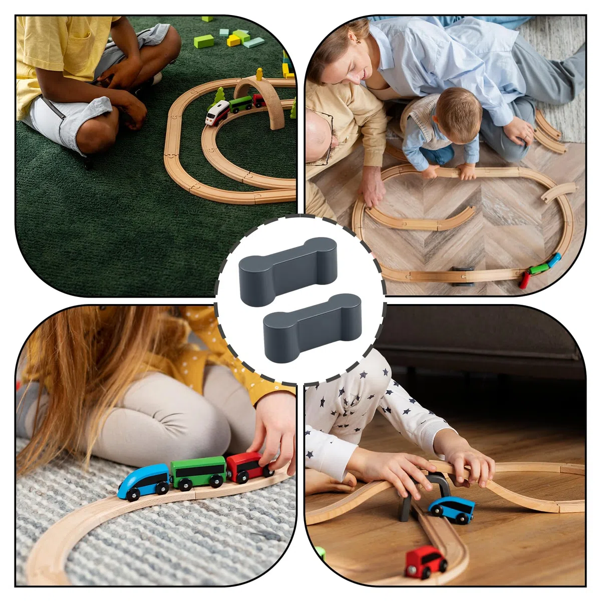 Lot de 15 adaptateurs universels pour rails en bois - Réutilisables - Adaptateur de connexion de voie en bois - Pour fête d'anniversaire