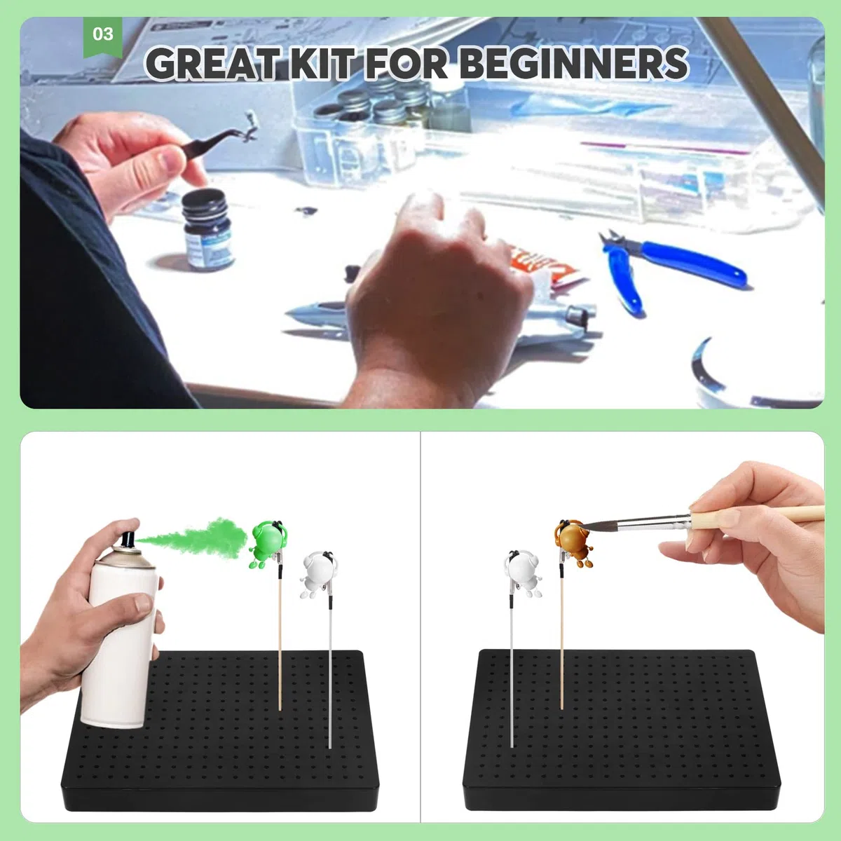 Keadic 37pcs Kit Peinture Modèle Comprend Outils Base Professionnels De Modèle Gundam, Support Base Support Peinture Et Outils De Modélisation Clips D'alligator Pour Airbrush