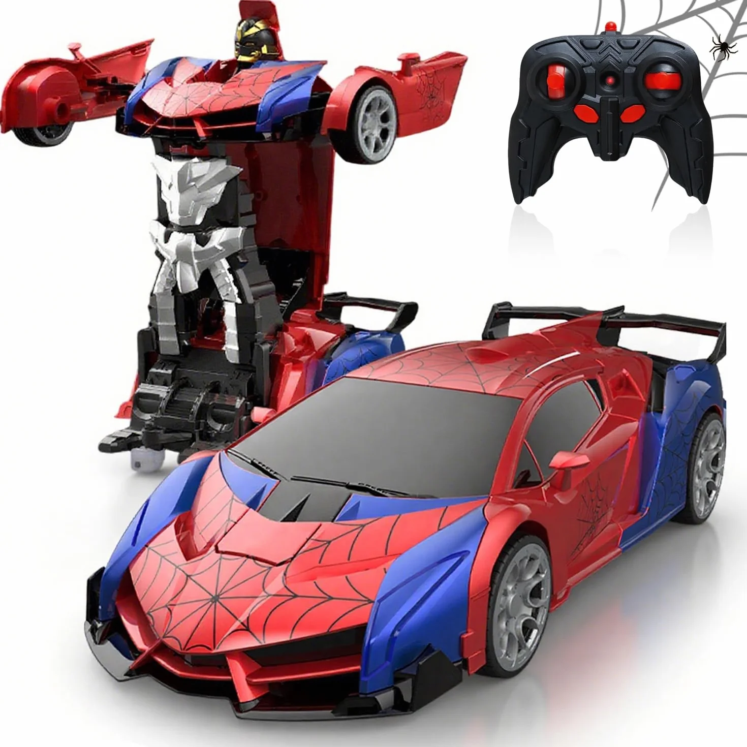 Voiture Telecommandé Enfant, 2.4Ghz Voitures Télécommandée Transformable en Robot Jouets Enfants 3 4 5 6 7 8 9 Ans Garçon Fille, Spider RC Car Cadeau Anniversaire Noël Jeux Intérieur Extérieur