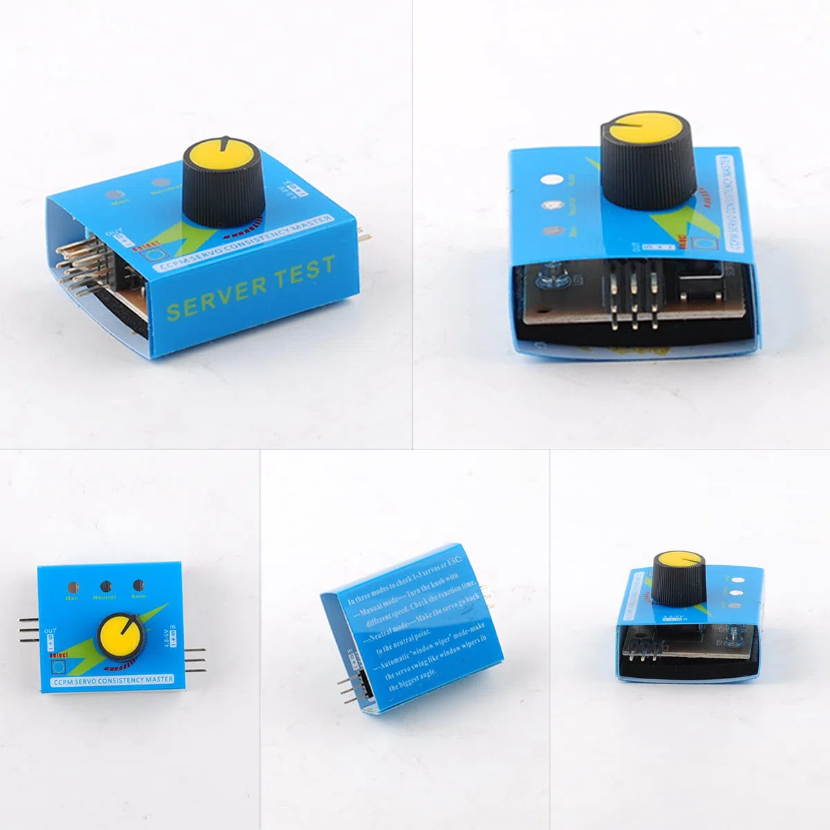 SG90 Kit de testeur de moteur servo 9 g Micro Servo 180 degrés + contrôleur micro servo RC avec boîtier d'alimentation 4 piles AA et connecteur JR