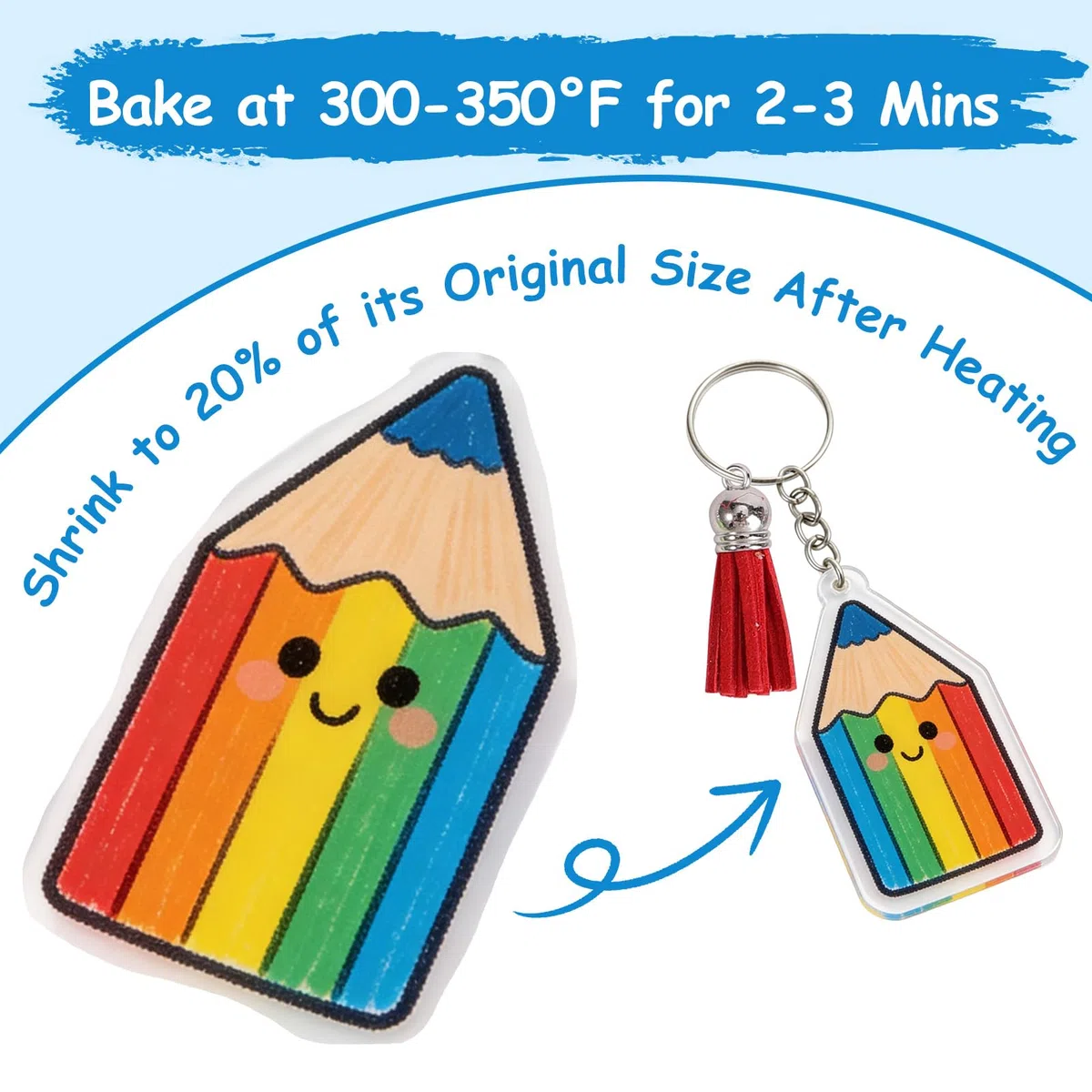 Auihiay 178 Pièces Kit Plastique Fou Porte Clés pour Fête des Pères, 25 Feuilles Plastique Fou avec Perforateur, Crayons, Porte-clés, Plastique Dingue pour DIY Adulte et Adolescent