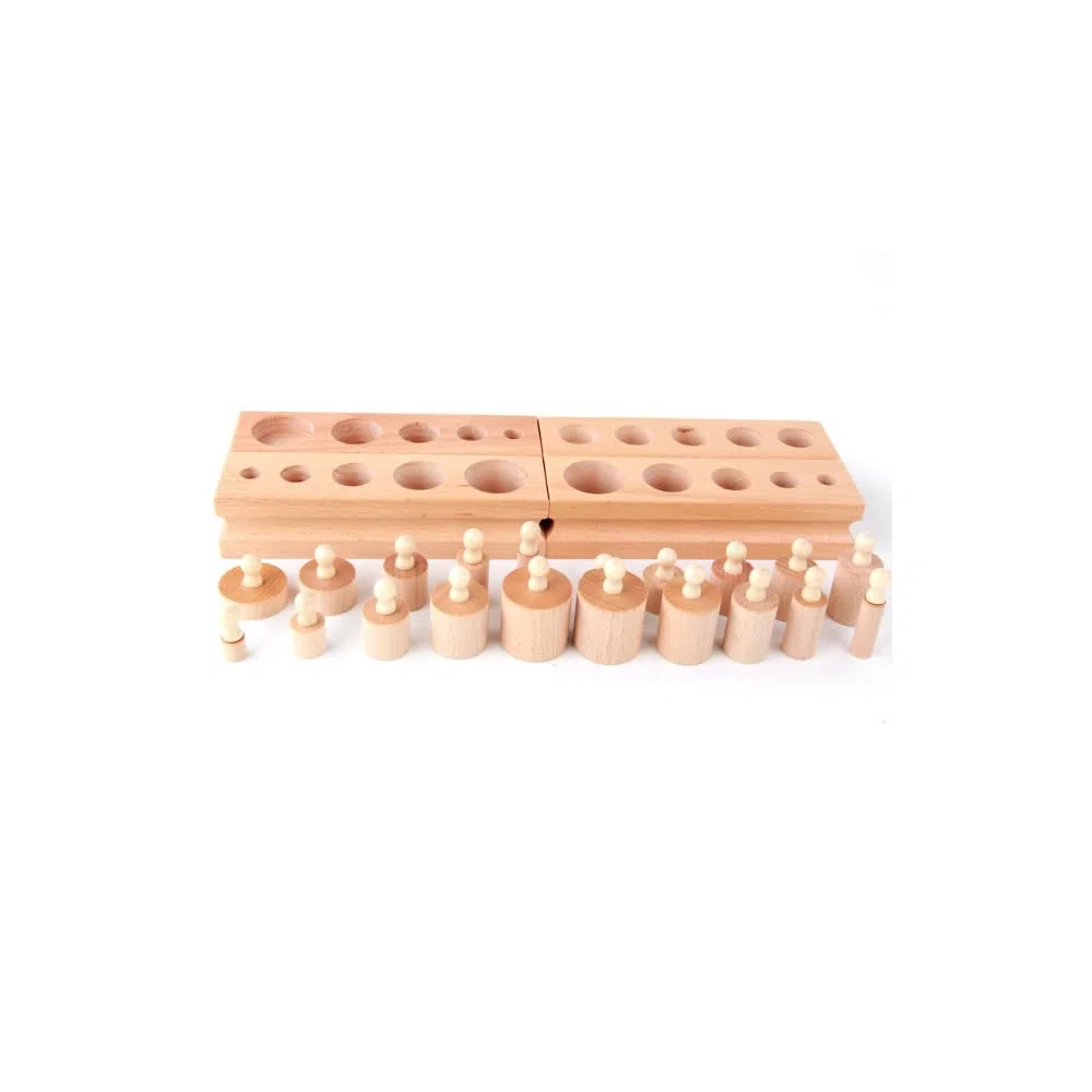 Petits Emboîtements Cylindriques Montessori – 4 Blocs en Bois pour Motricité Fine, Discrimination Visuelle et Pré-écriture – Dès 2 Ans et Demi (: K700-1/A021)