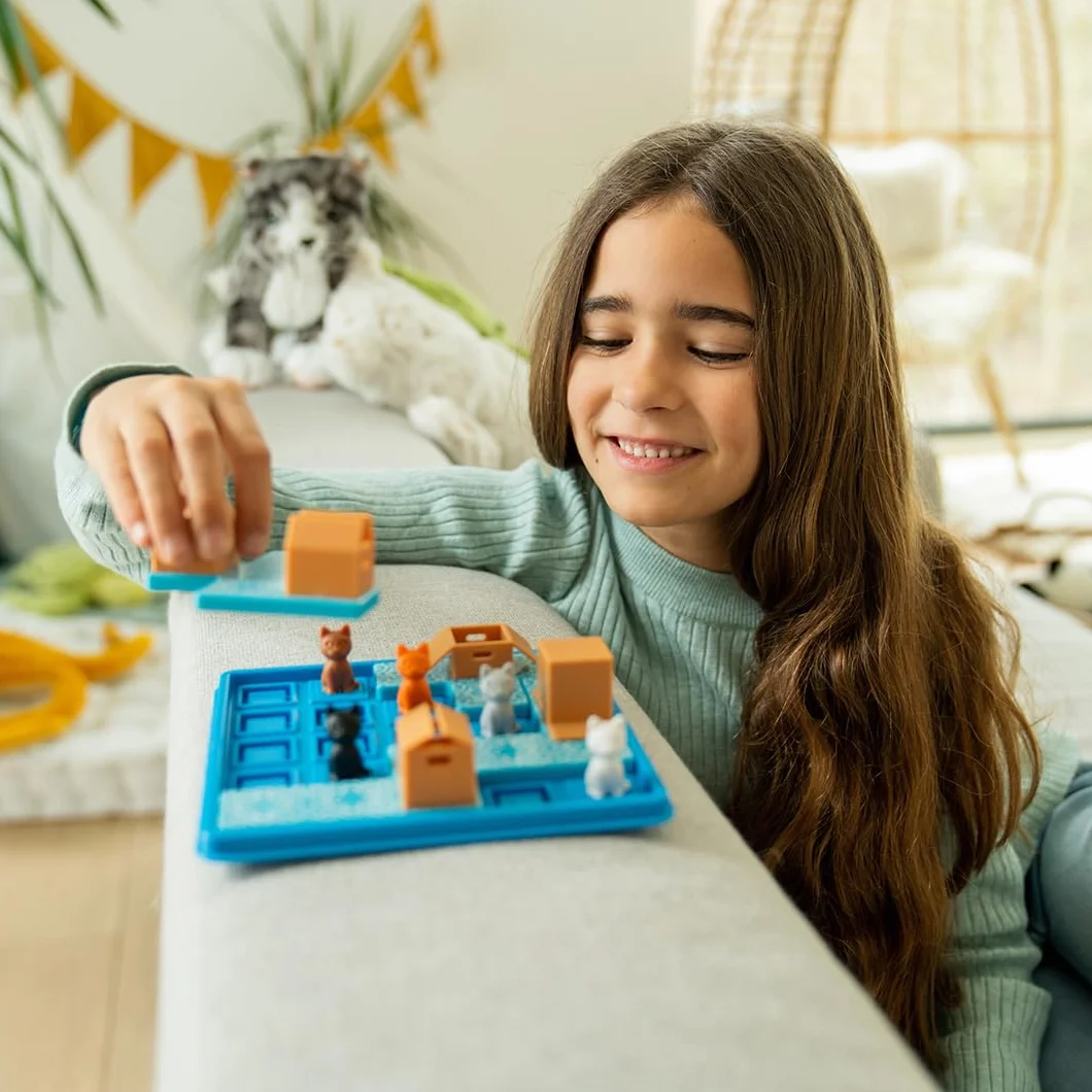 SmartGames - Chats & Boxes, Jeu de Puzzle avec 60 Challenges, 7 Ans et Plus, SG450