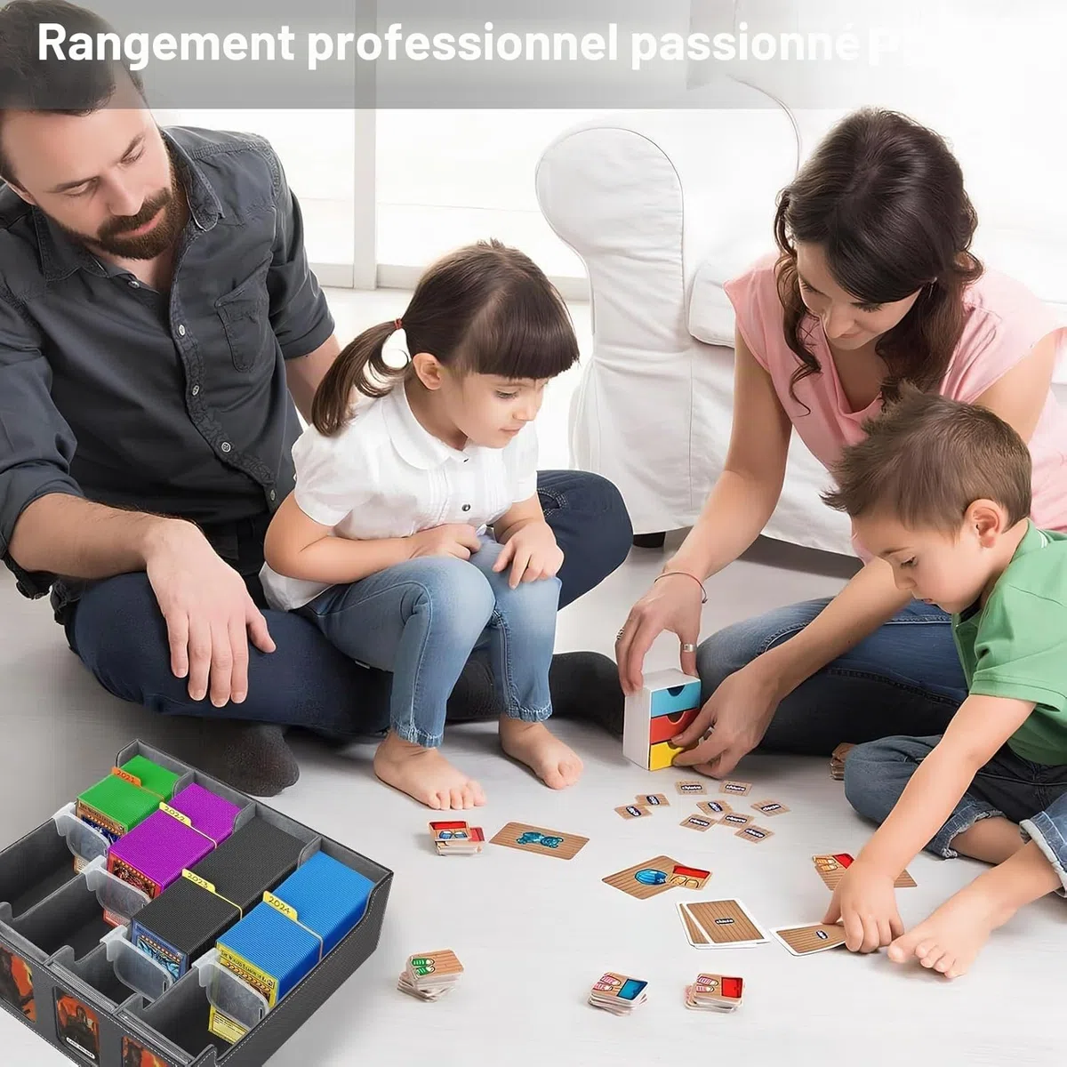 Boîte de rangement pour cartes à collectionner pour 2400+ cartes, Boîte de rangement pour cartes de jeu pour affichage Commander, Boîte MTG TCG avec 8 séparateurs de cartes ajustables, pour