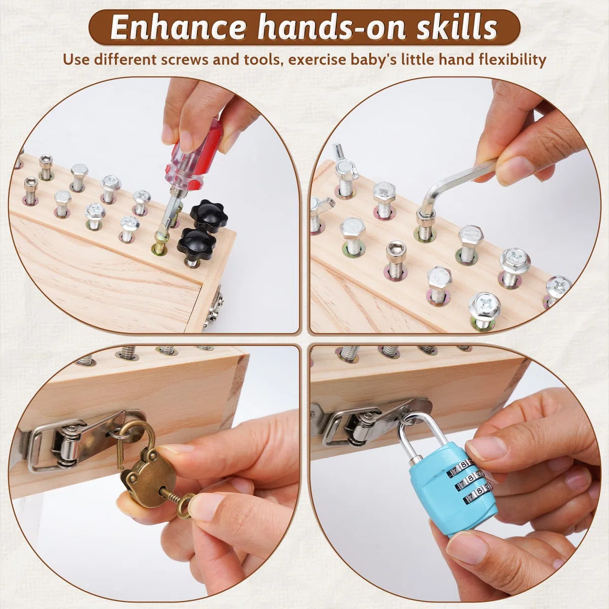 Montessori Jouet à partir de 3, 4, 5 ans, planche à visser en bois, jouet de motricité en bois, tournevis Busy Board, jouet éducatif, cadeau pour filles et garçons