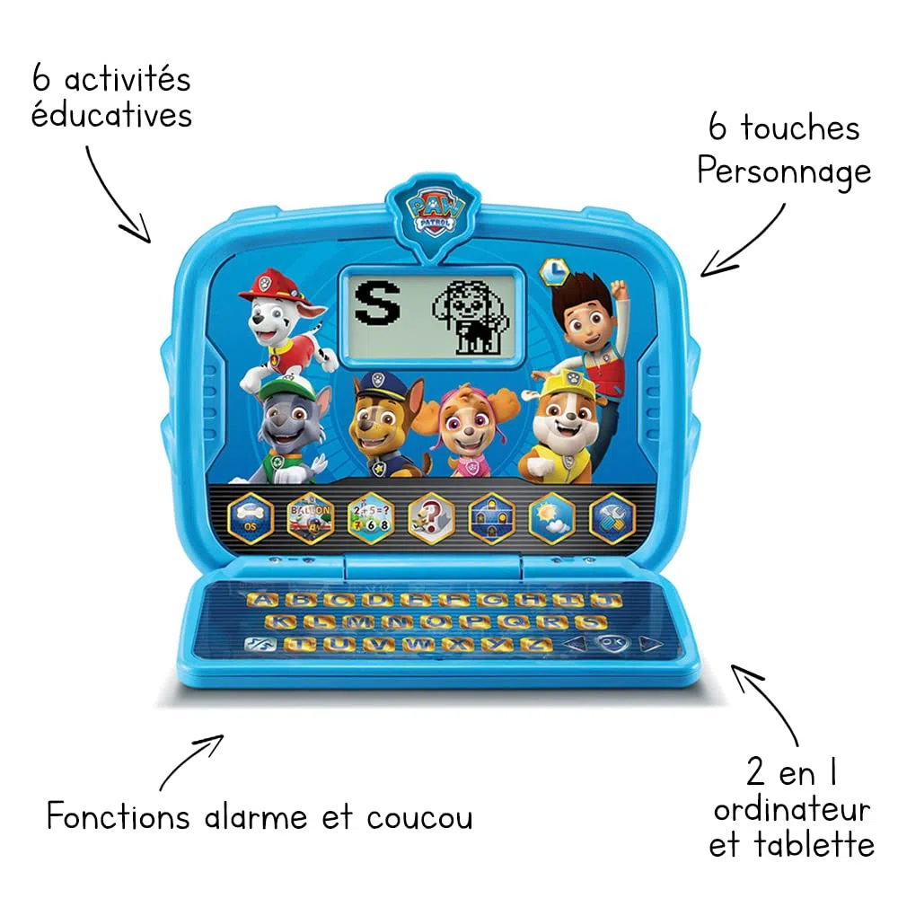 VTech – Pat Patrouille - Mon Ordi Tablette Éducatif 2 en 1, Tablette Enfant – 3/7 Ans - Contenu en Français