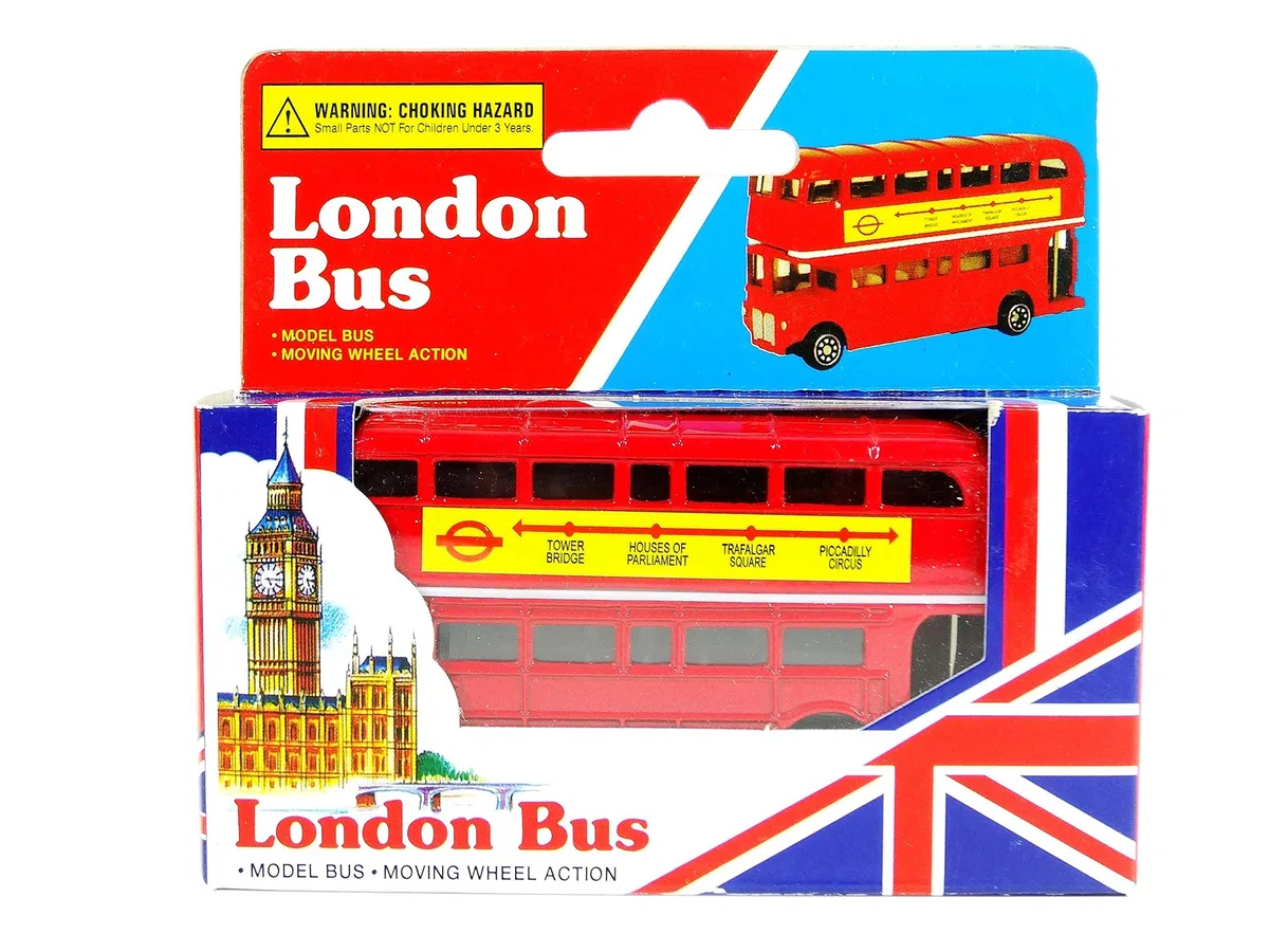 London Red Bus (Small) - Double Decker Red Bus Model Made of Die Cast Metal and Plastic Parts by TB