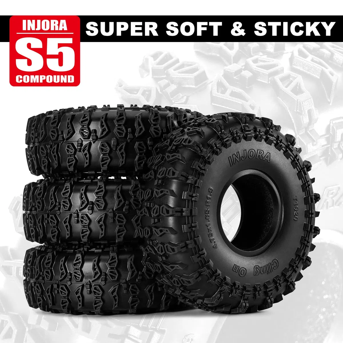 INJORA Pneus Cling on 1.9" 120 * 42mm S5 pour TRX4 SCX10 1/10 RC Crawler