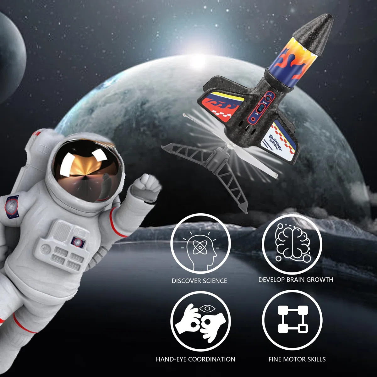 Fusée Jouet pour Enfants, Lanceur de Fusée pour Enfants, Jouet Fusée avec Parachute, Jouets de l'espace Aérien à Lancement Automatique, Jouets d'extérieur pour Enfants de 8 à 14 Ans