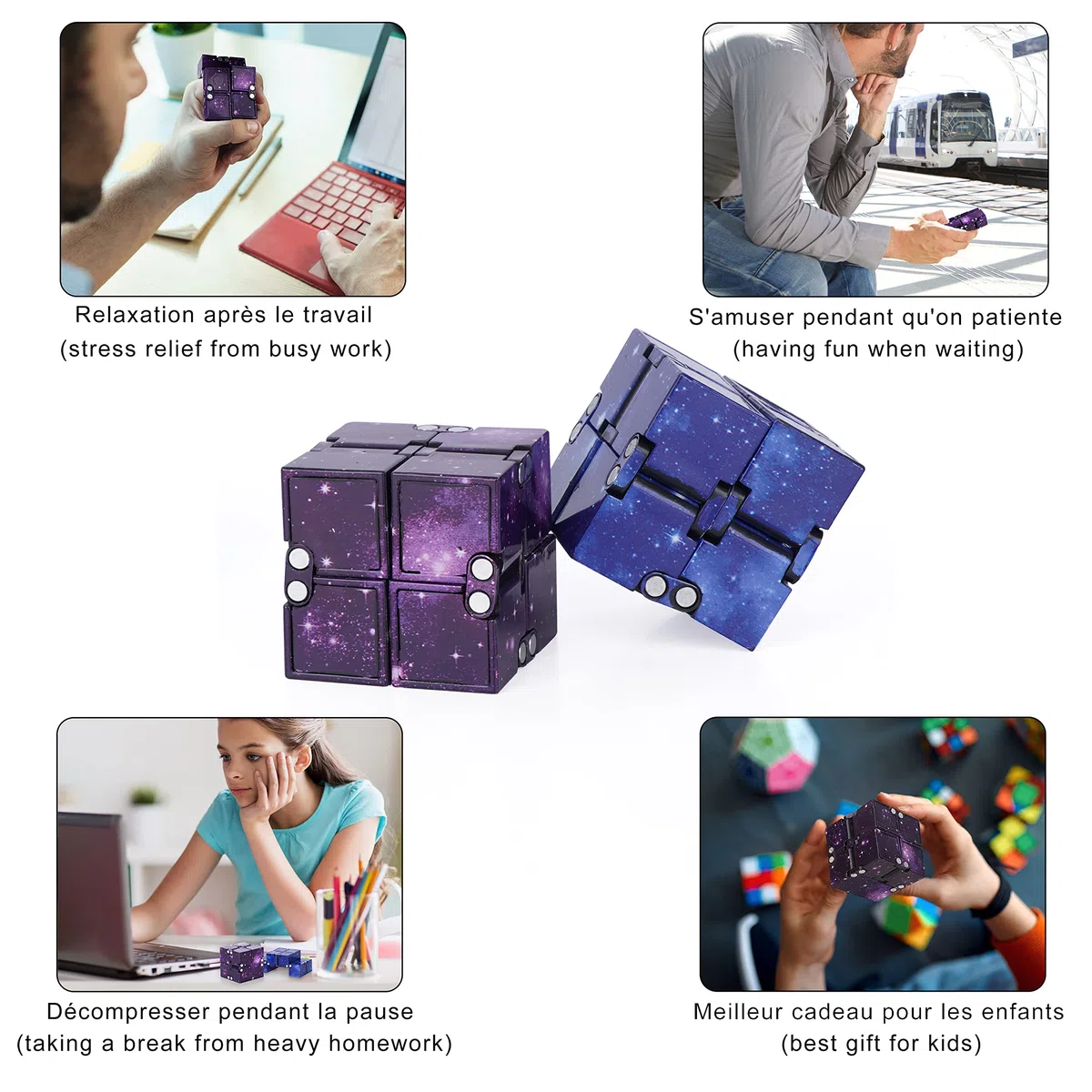 Lot de 2 Cubes sensoriels TDAH pour Enfants, Jouets Anti-Stress avec eBook éducatif