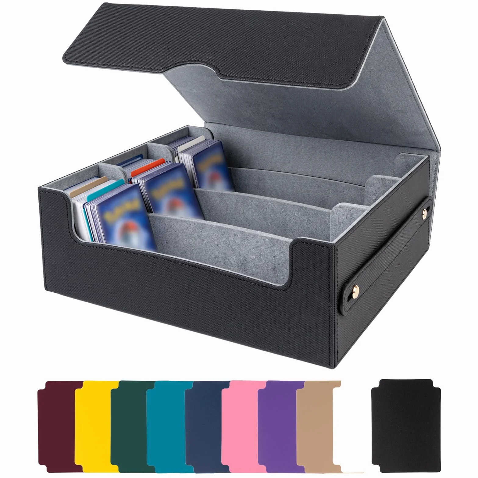 Boîtes de rangement pour cartes à collectionner pouvant contenir plus de 1800 cartes, boîtes magnétiques, boîtes en cuir PU résistantes avec séparateurs