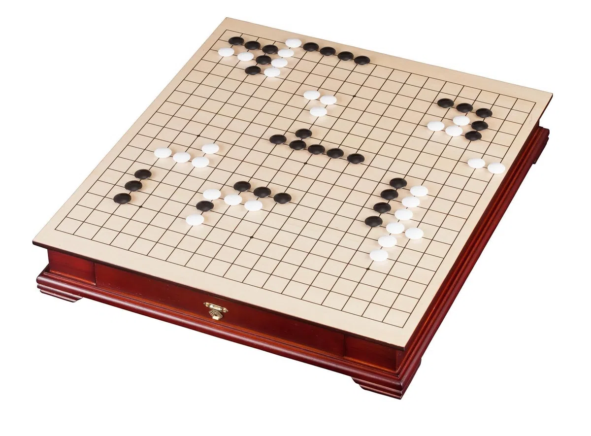 Wooden Go Set with Drawers
