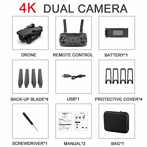 E88 WiFi FPV Drone avec Grand Angle 4K HD Double CaméRa Pliable Altitude Maintenue TéLéCommande Quadrirotor Drones Professionnels