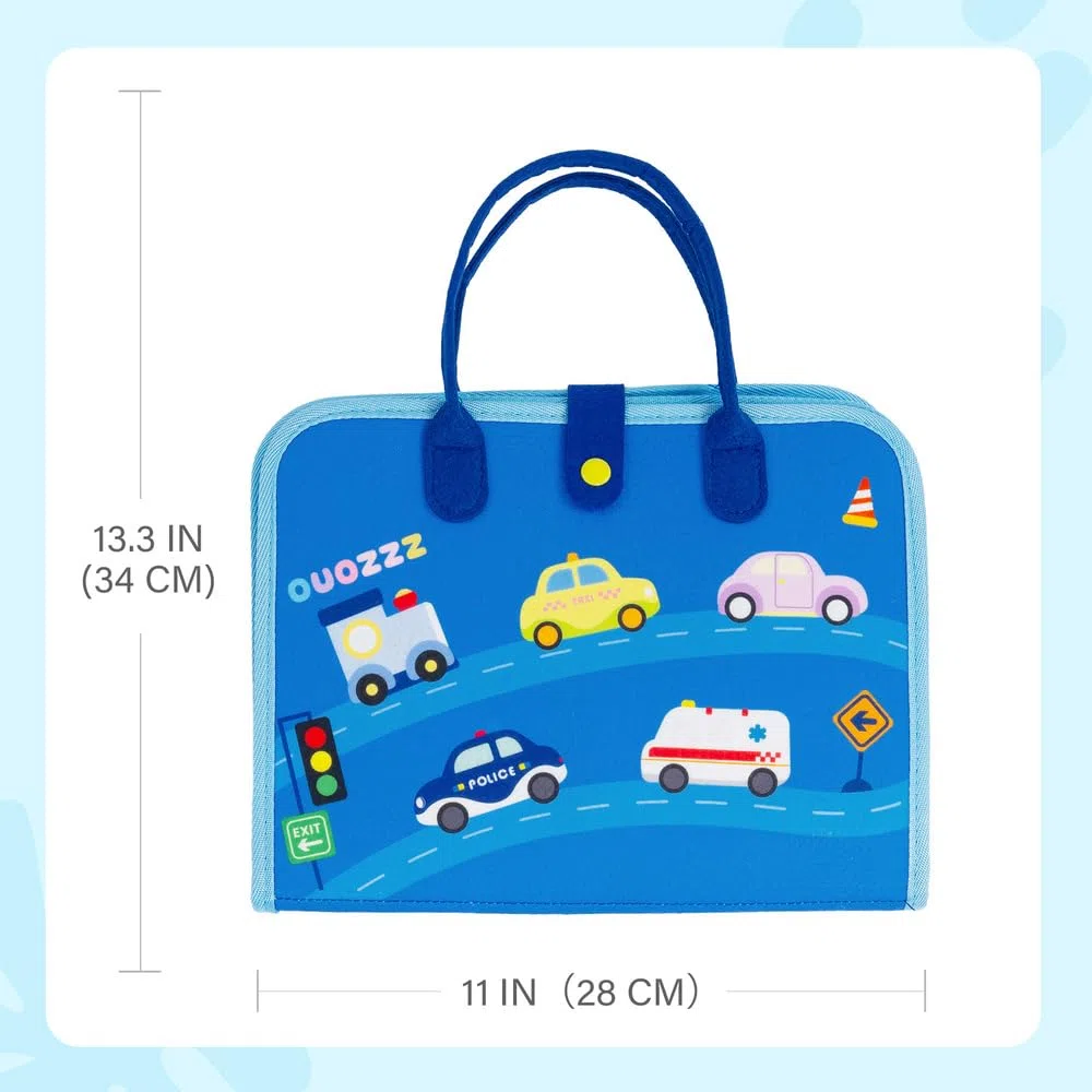 OUOZZZ Busy Board Montessori Voiture en Français – Jouet Éducatif 1 2 3 Ans – Apprentissage des Lettres, Chiffres et Compétences de Vie – Tableau d’Activité Bébé Voyage – Cadeau Fille Garçon