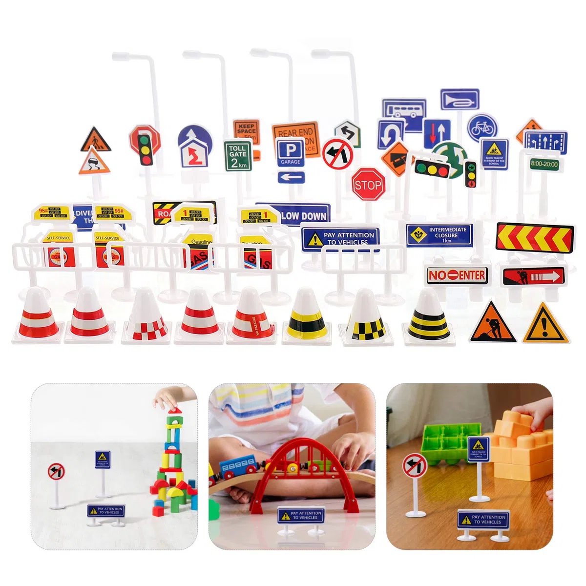 Toyvian Jouet De Panneau De Signalisation Routière 168 Pièces Jouet Cognitif pour Enfants Apprentissage des Règles De Circulation Et De La Sécurité Jeu Interactif Parent-Enfant