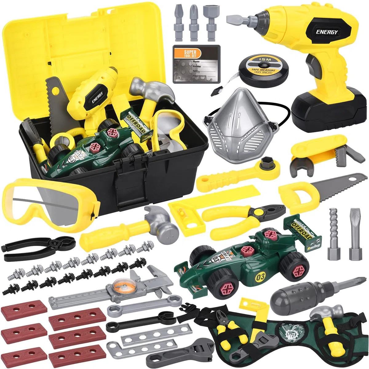 UCAMP Outils Enfant 83 Pièces Boîte à Outils Enfant avec Perceuse Électrique,Etablie Bricolage Enfants,Malette Outils,Travail Jouet Cadeau Jeu Éducatif pour Enfants 3 Ans+
