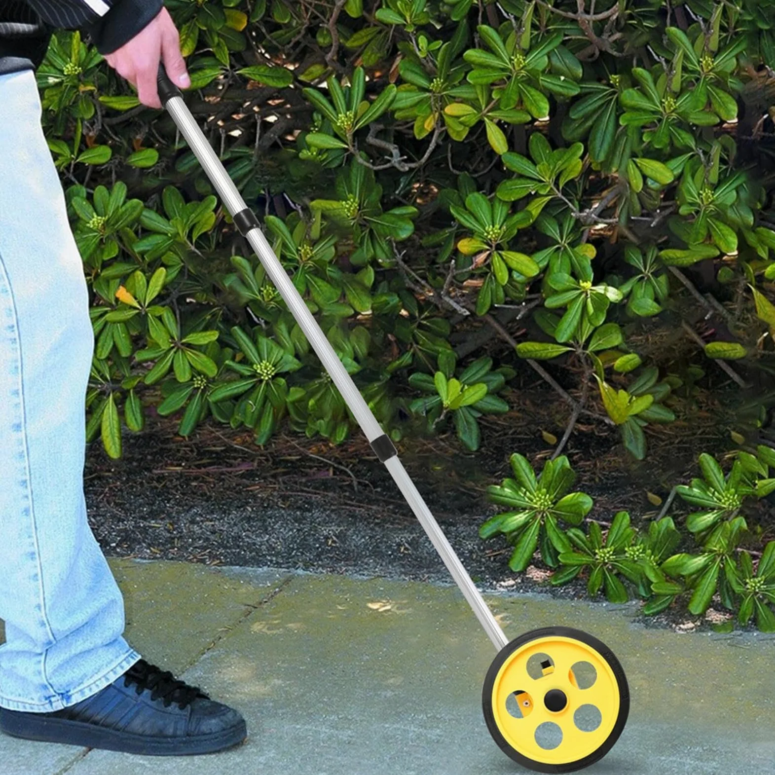 Denash Roue de Mesure, Outil de Mesure de Distance Portable Extensible, Roue de Mesure Roulante Métrique à Longueur Réglable pour la Construction, L'arpentage