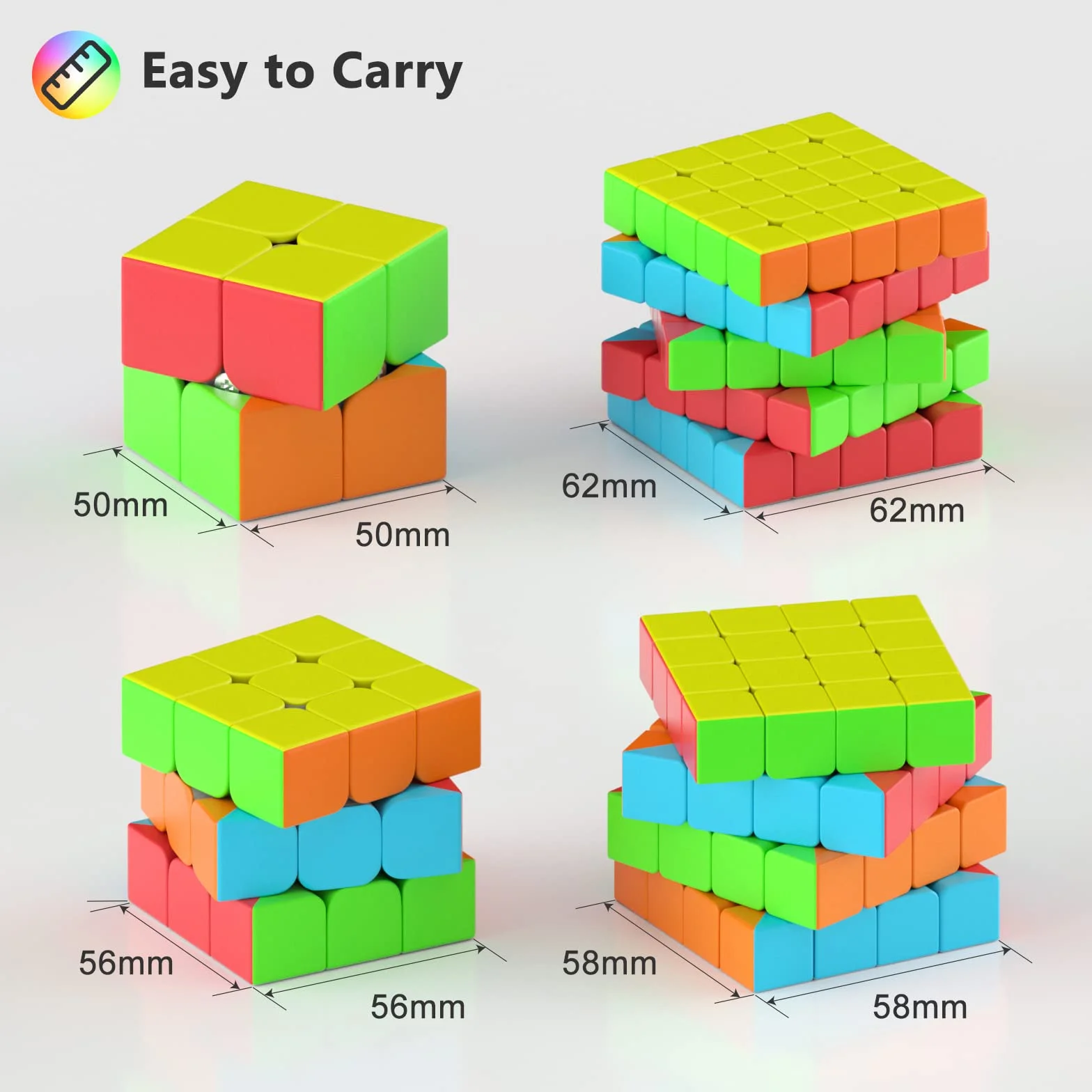 ROXENDA Speed Cube Ensemble 2X2 3X3 4X4 5X5 Cube Magique Brillant sans Autocollant Cubing Classroom Smooth Puzzles Jeu de Cubes avec Emballage Cadeau - Ensemble Cadeau Cube