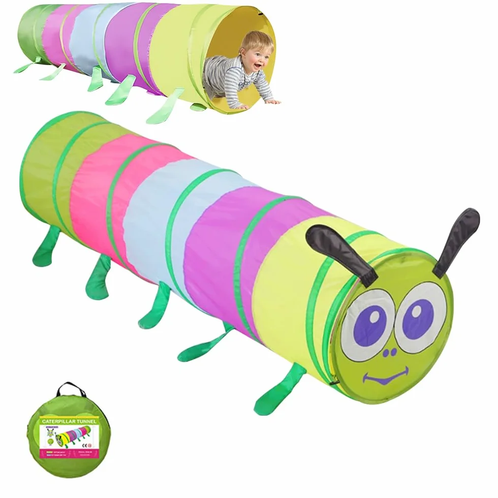 Tunnel de jeu, pliable, 46 x 180 cm, pour l'extérieur, pour enfants à partir de 1 an, pour enfants et animaux, pour l'intérieur et l'extérieur