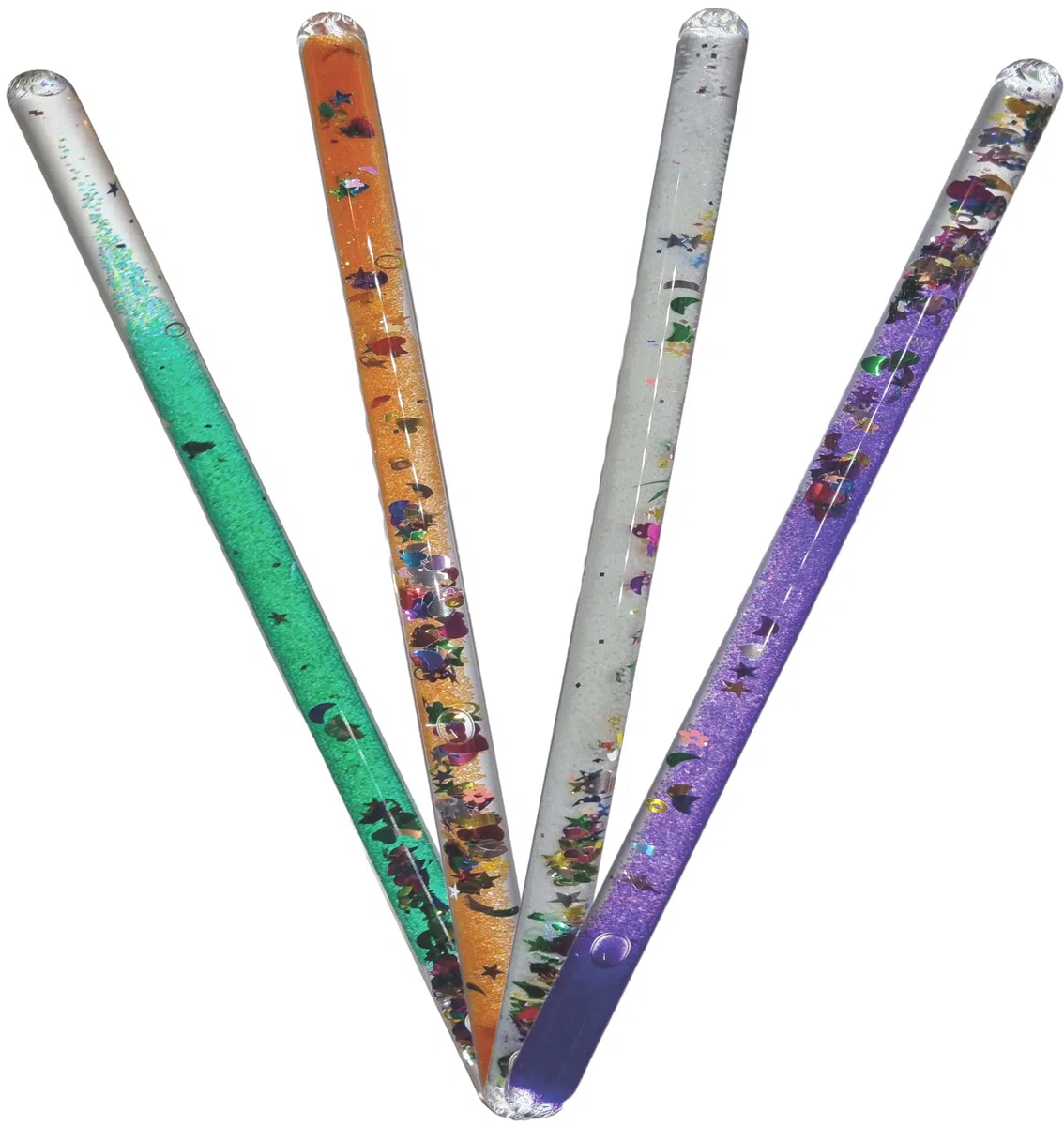Liquid Motion Glitter Wand Sensory Toy Pour l'autisme, le TDAH, le TSP, les besoins sensoriels, l'anxiété et la neurodiversité. Pour les enfants, les soignants et les enseignants (pack de 4 pièces).