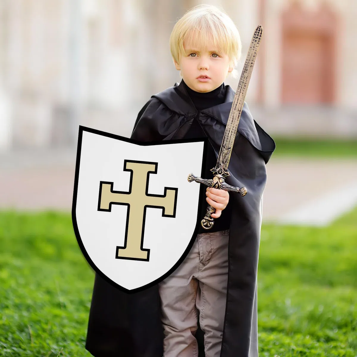 Vaguelly Diy Blanko - Panneau de cosplay léger pour enfants - Avec poignée - Pour travaux manuels, jeux de rôle - Accessoire de fête - Bouclier de protection chevalier - 40,6 x 30,5 cm