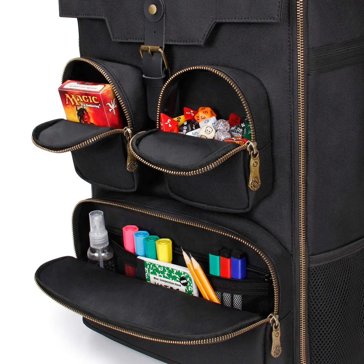 ENHANCE Sac à Dos Jeux de Société avec Sangles d'Epaule Rembourrées, Poignée de Transport et Poches pour Accessoires pour Dés, Jeux de Cartes et Plus - Convient aux Jeux de Société de Toutes Tailles