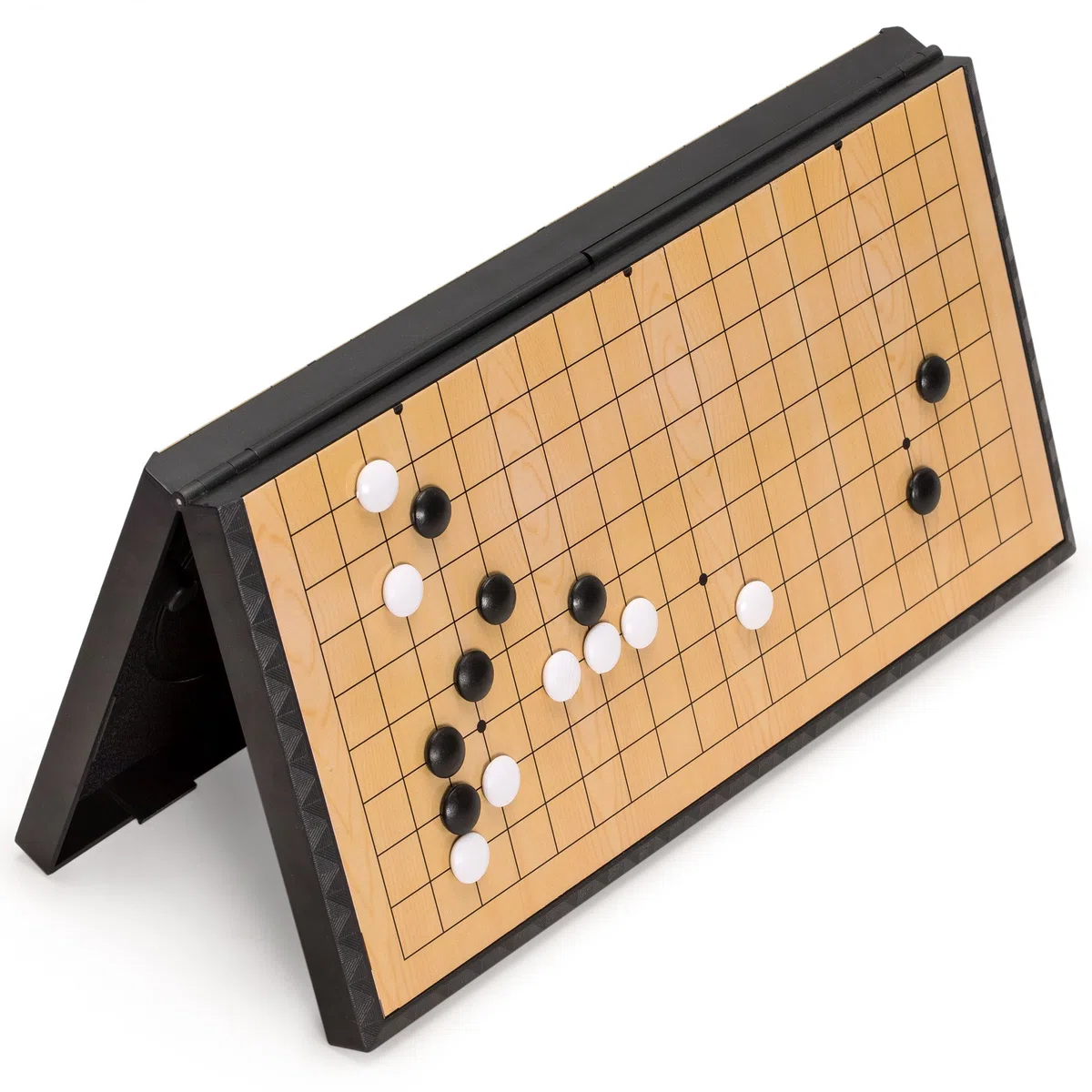 Yellow Mountain Imports Plateau de Jeu de Go Magnétique 19 x 19 (28 Centimètres) avec Pierres Convexes Uniques - Ensemble Portable et Prêt au Transport