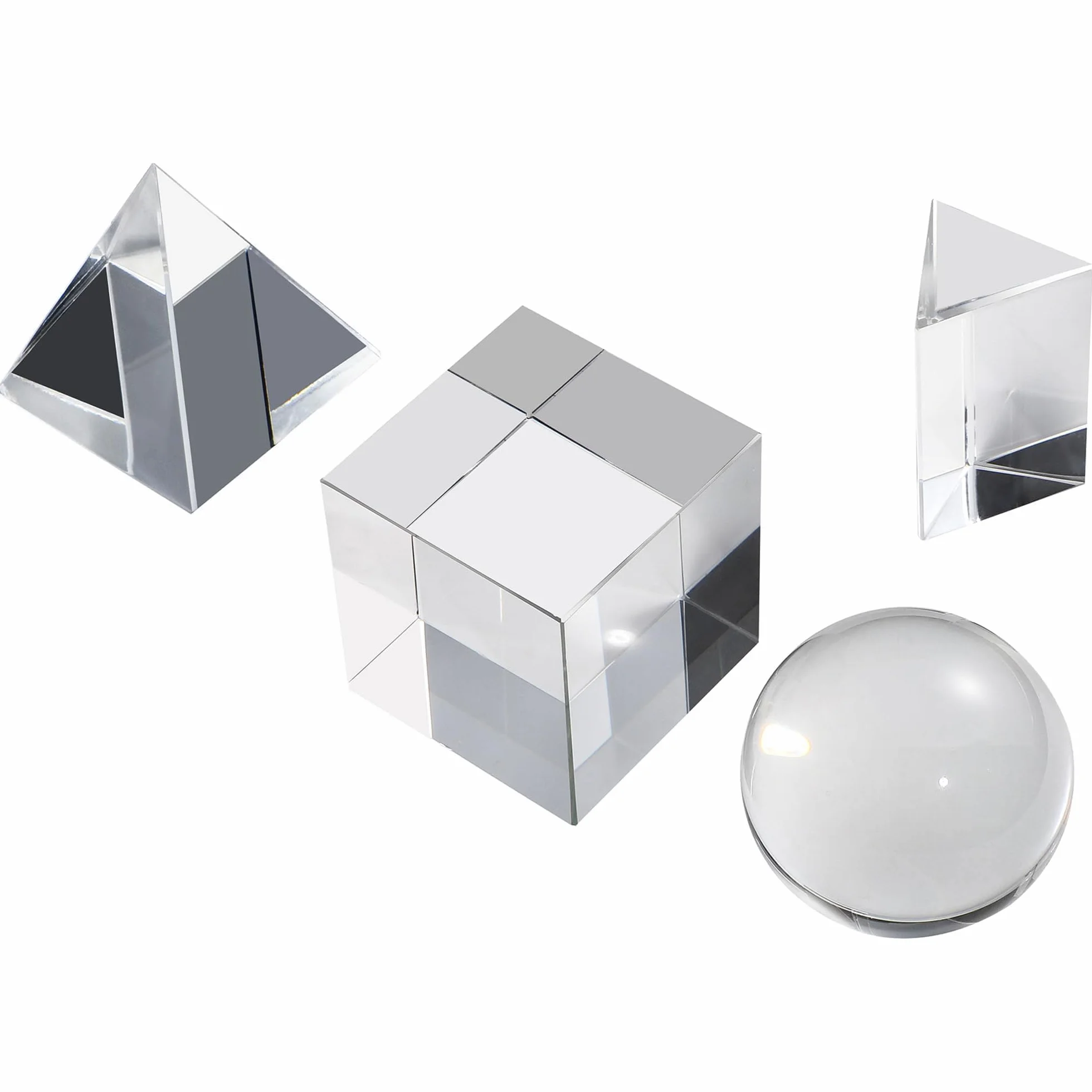HDCRYSTALGIFTS Lot de 4 prismes optiques K9 de 50 mm avec chiffon de nettoyage pour enseigner, jouer, photographier
