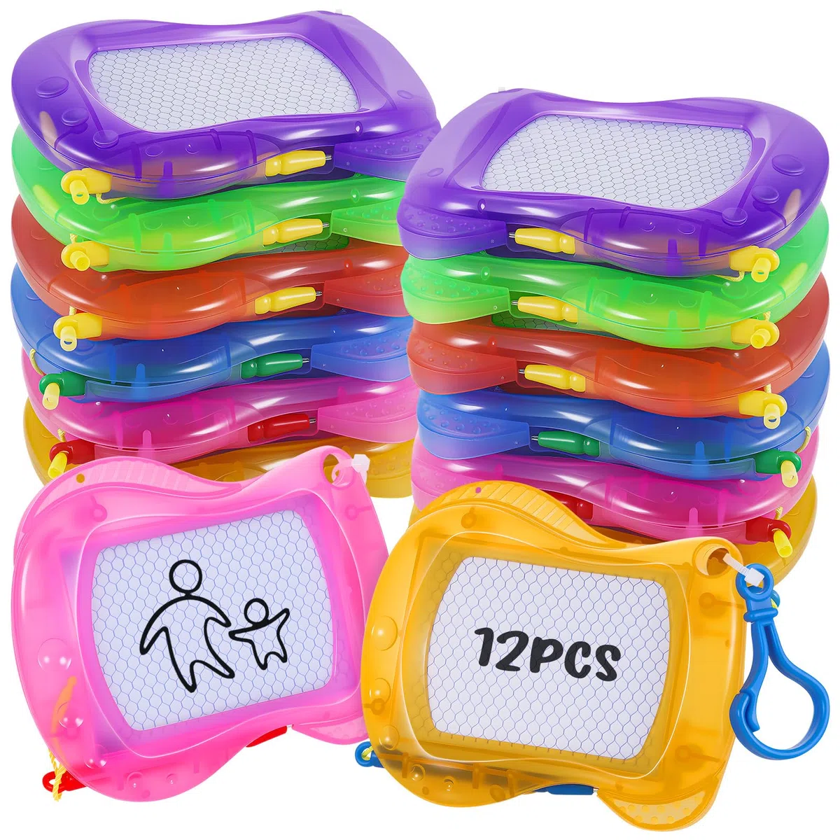 Mini Ardoise Effacable Magnétique, 12 Dessin Magnetique Peinture Écriture Croquis Multicolore Planche Colorée Effaçable pour Enfant avec Porte-Clés, Goodies Anniversaire Enfants et Pochettes Surprises