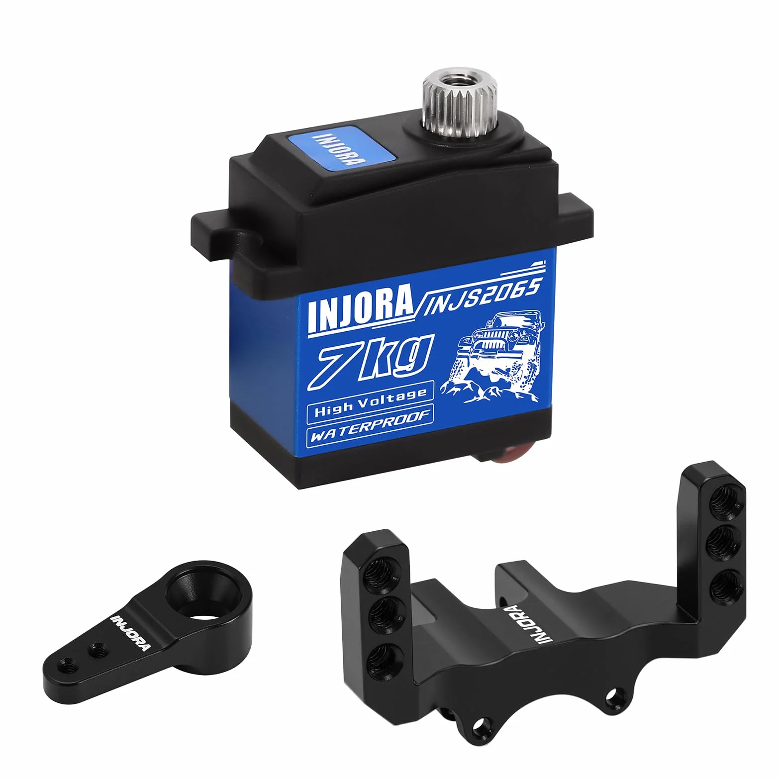 INJORA Servo 2065 étanche 7 kg avec support et bras pour 1/24 Axial SCX24