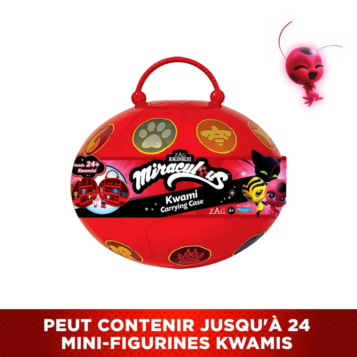 BANDAI - Miraculous Ladybug - Miracle Box avec 4 kwamis Inclus - Coffret Mini-Figurines Miraculous Kwamis - Licence Officielle - Boîte de Rangement avec Poignée - Jouet Enfant 4 Ans et + - P50591