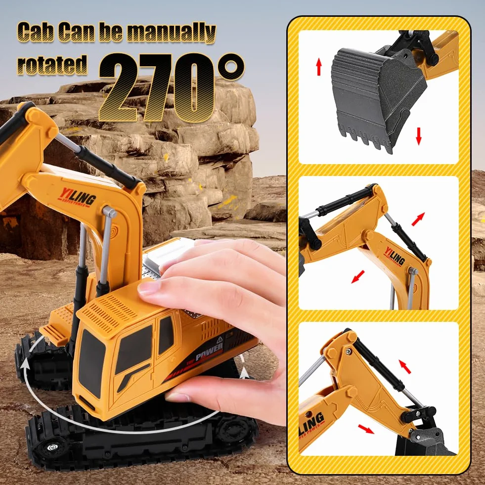 Pelleteuse Télécommandée Tracteur de Construction Télécommandé Enfant, 9 Canaux 1:20 Télécommande Tracteur Digger avec Lumière et Son, Excavatrice Jouet Cadeaux de Noël pour enfants 3 4 5 6 7 8 9-12