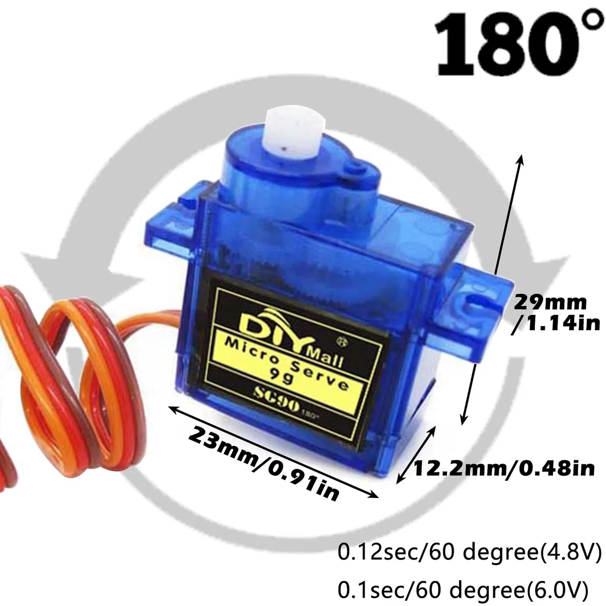 SG90 Kit de testeur de moteur servo 9 g Micro Servo 180 degrés + contrôleur micro servo RC avec boîtier d'alimentation 4 piles AA et connecteur JR