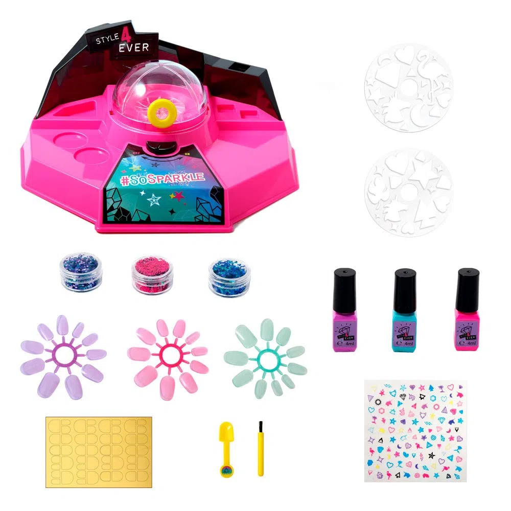 Canal Toys – Style 4 Ever Bar à Ongles – Coffret Manucure et Nail Art pour Enfants – Vernis, Paillettes, Stickers, Faux Ongles & Tatouages – Activité Créative et Tendance dès 6 Ans – Réf. OFG 163