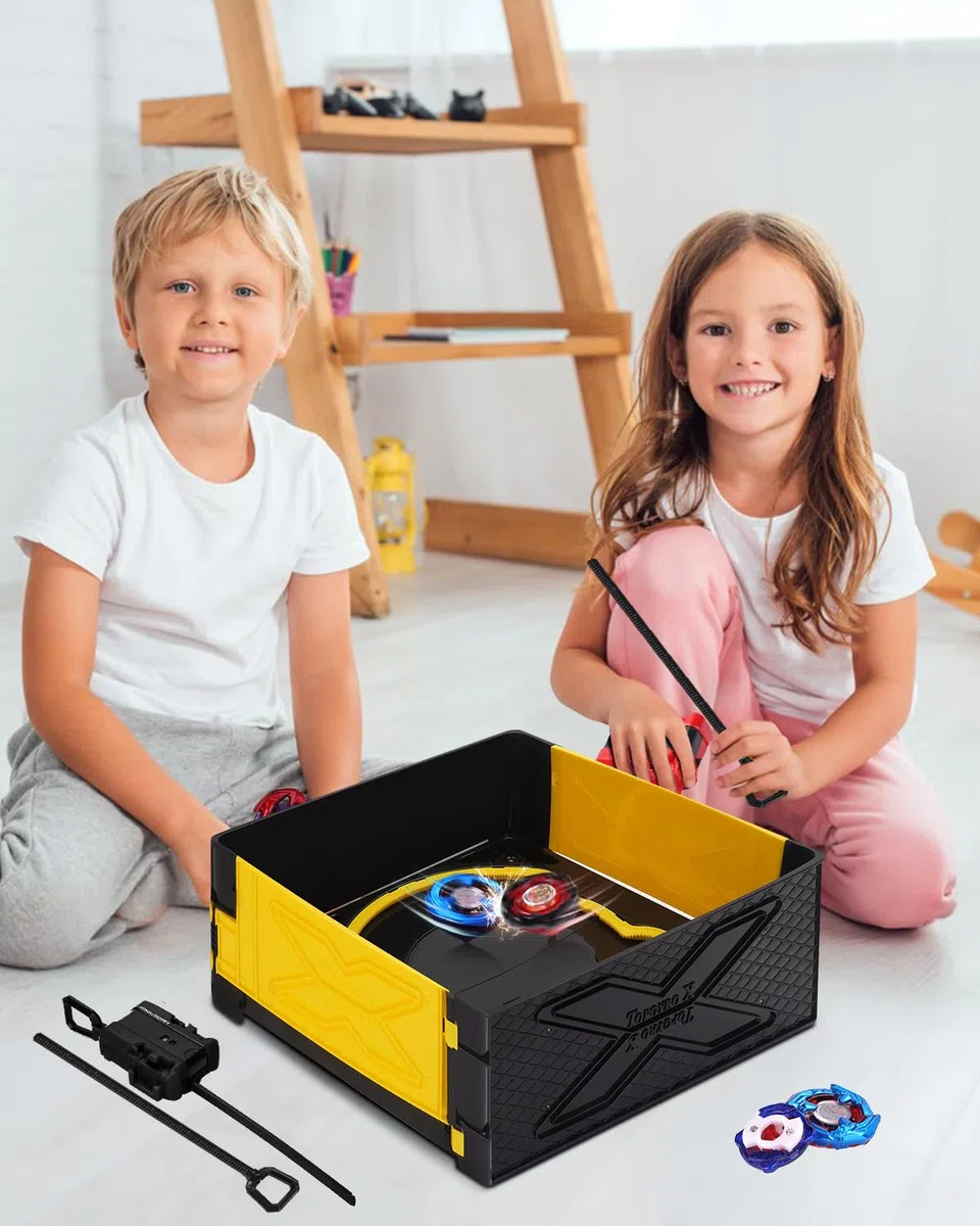 Arène Pliable X avec Poignée, Stade de Combat Jaune Compatible avec X Gyro Tops & Lanceurs. Jouet de Voyage pour Enfants dès 6 Ans