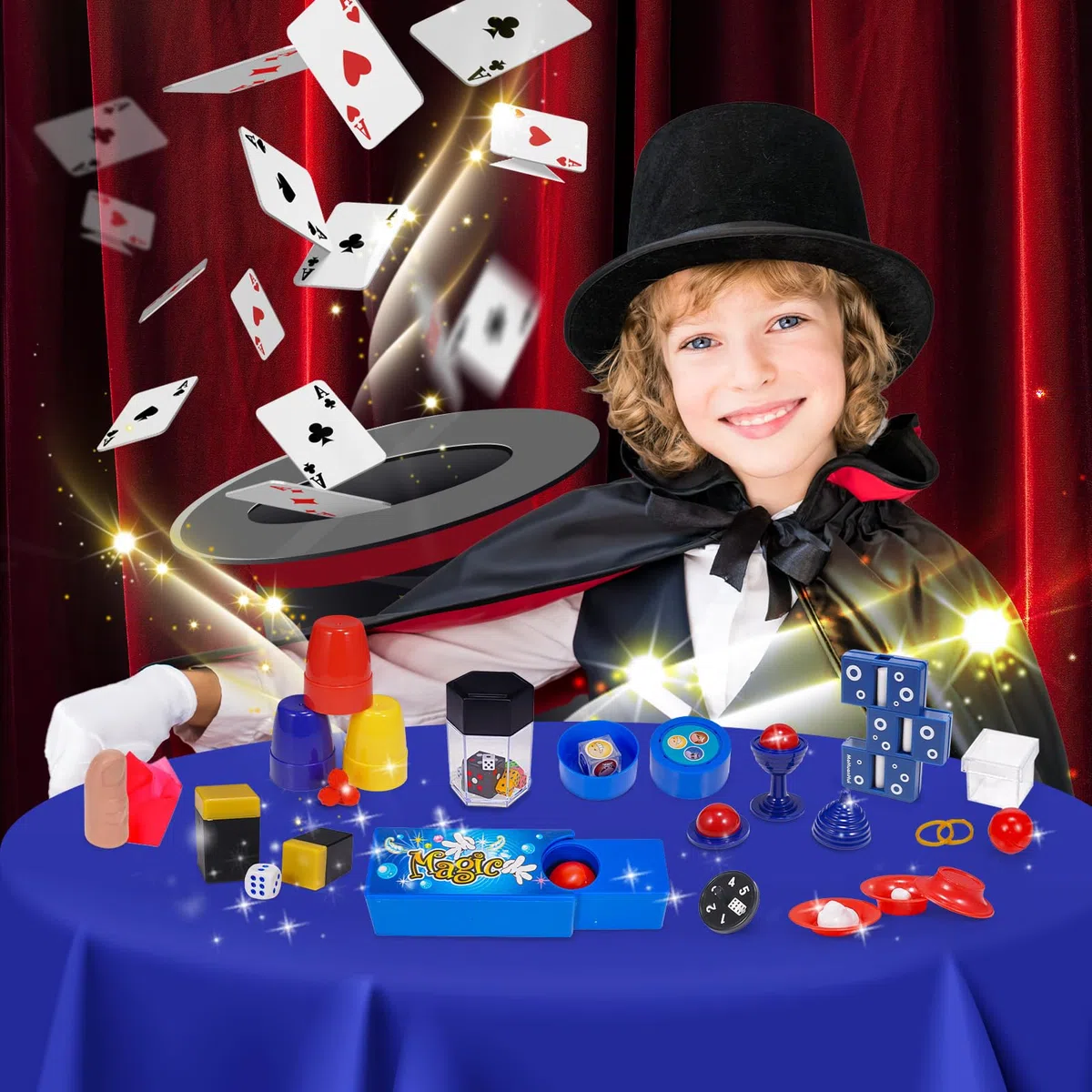 Tour de Magie, Jeux Enfant 6 7 8 9 Ans Garçons Filles Coffret Magie Enfant Cadeau 6 7 8 9 10 Ans Jouet Garcon 6-10 Ans 60+ Kit de Magie Jouet Fille 6 7 8 9 10 Ans Cadeau Garcon 6-9 Ans Anniversaire