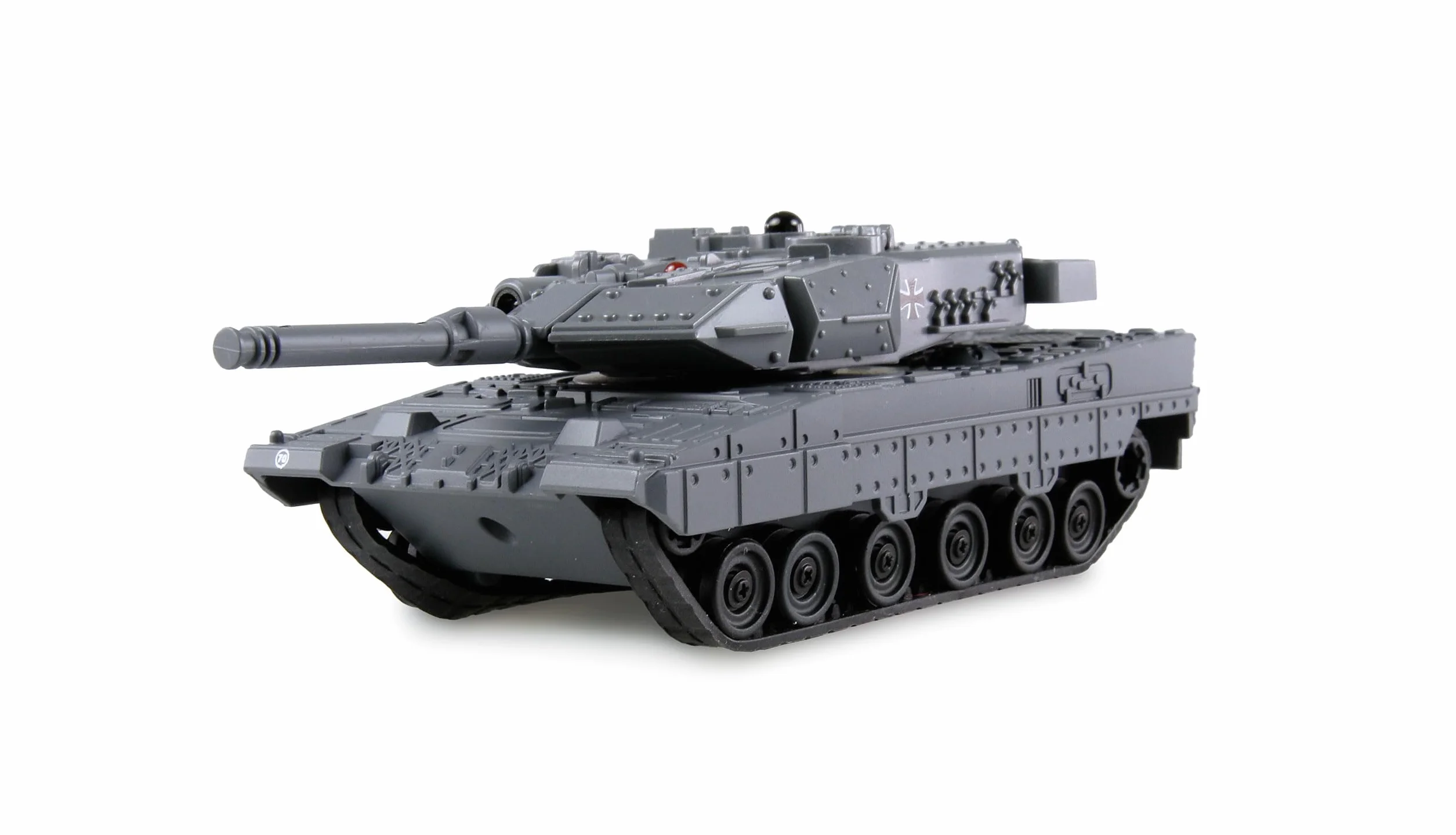 Amewi RC Leopard II Mini Char télécommandé avec Fonction Battle IR 1:72 RTR Enfants à partir de 8 Ans Gris