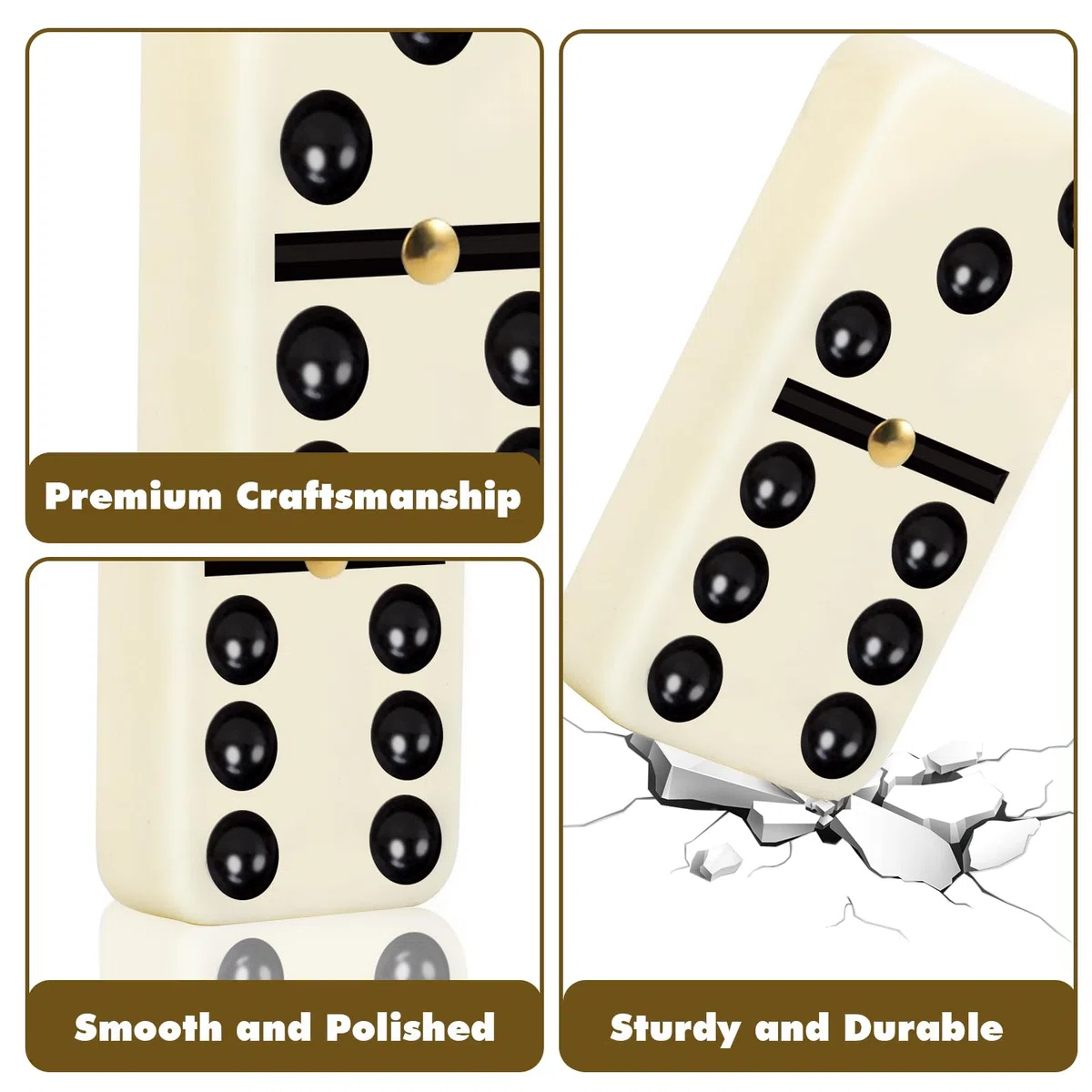 Double 6 Dominos Set for Adults, Durable 28 Tiles Dominos with 4 Wooden Racks and Carrying Case,Classic Board Games,Portable Travel Game