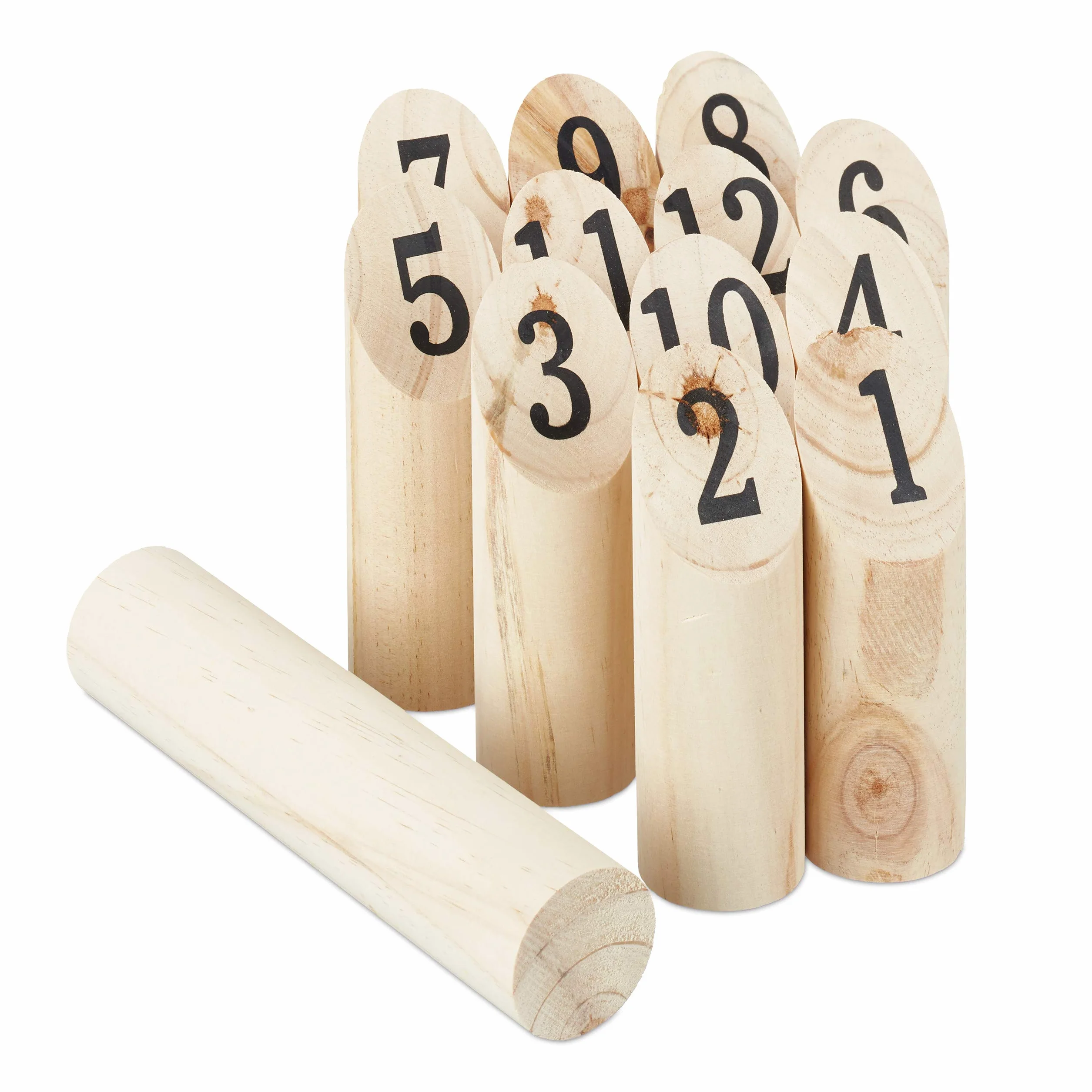Relaxdays Kubb Viking Game, Finnish Tossing Game, Natural Wood, Outdoor Game, Adults & Children