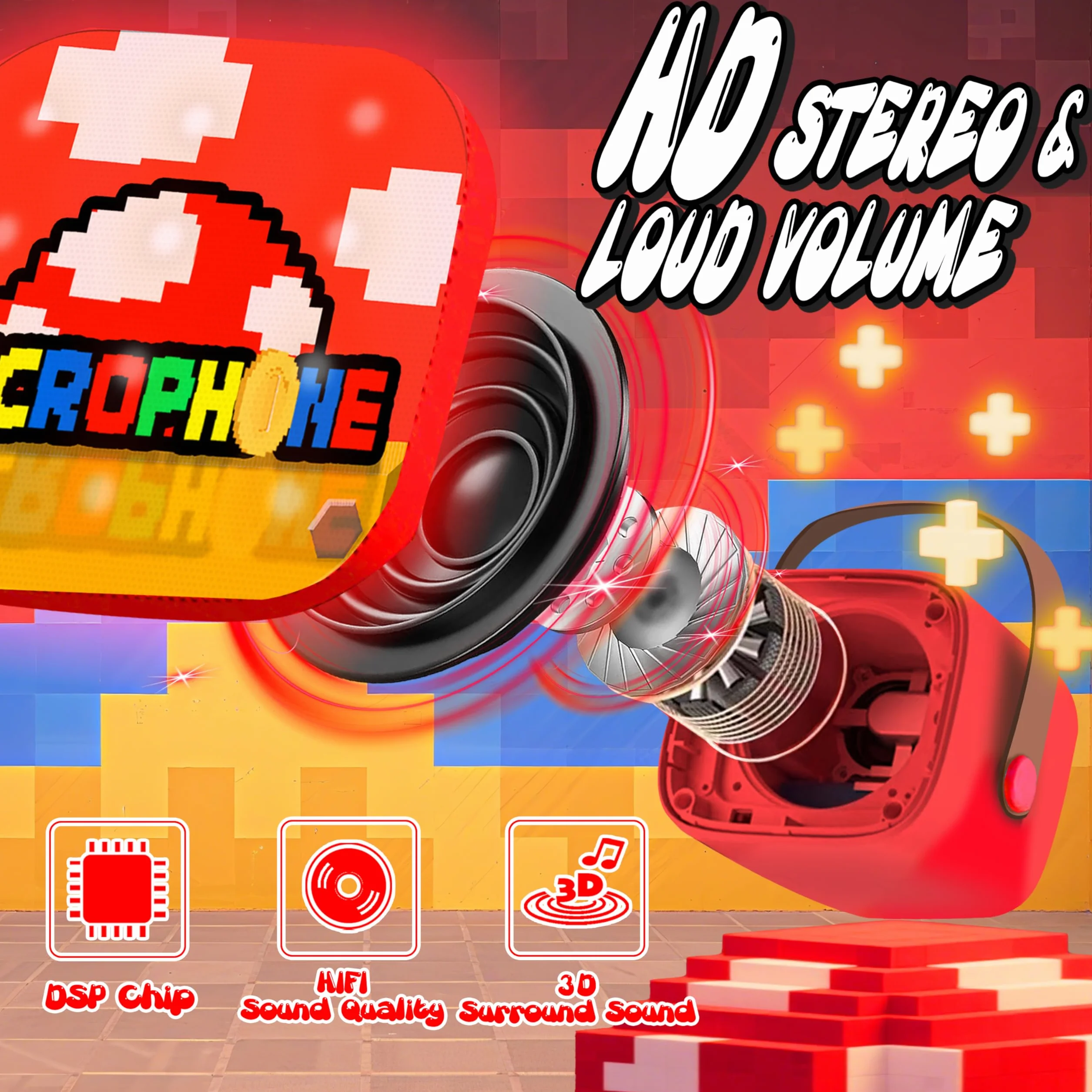 Super Bro Jouets Musicaux pour Enfants, Micro Karaoke Enfant avec 2 Micro sans Fil Bluetooth, Micro Enfant pour Chanter Enceinte Karaoké Enfant Cadeau Garçon Fille 3-10 Ans