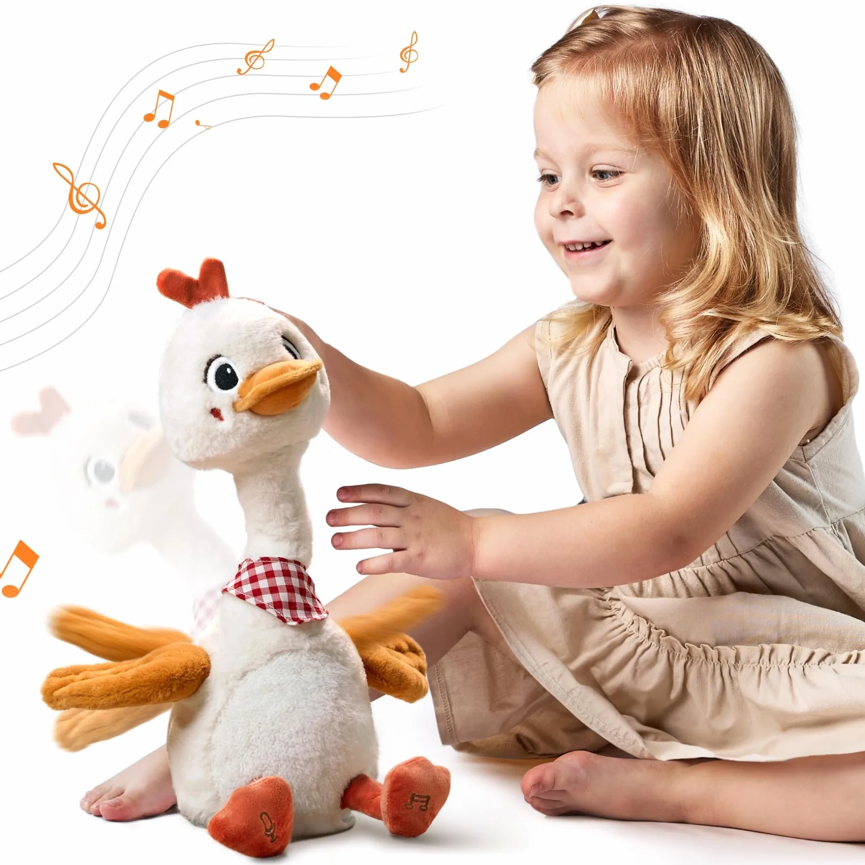 TUMAMA Canard Qui Parle Danse et Répète, Peluche Jouet Musicaux avec Enregistrement, Dansant Parlant Jouets pour Bebe Enfant, Stitch Peluches Jeux et Animaux Interactifs, Cadeaux pour Garçons Filles
