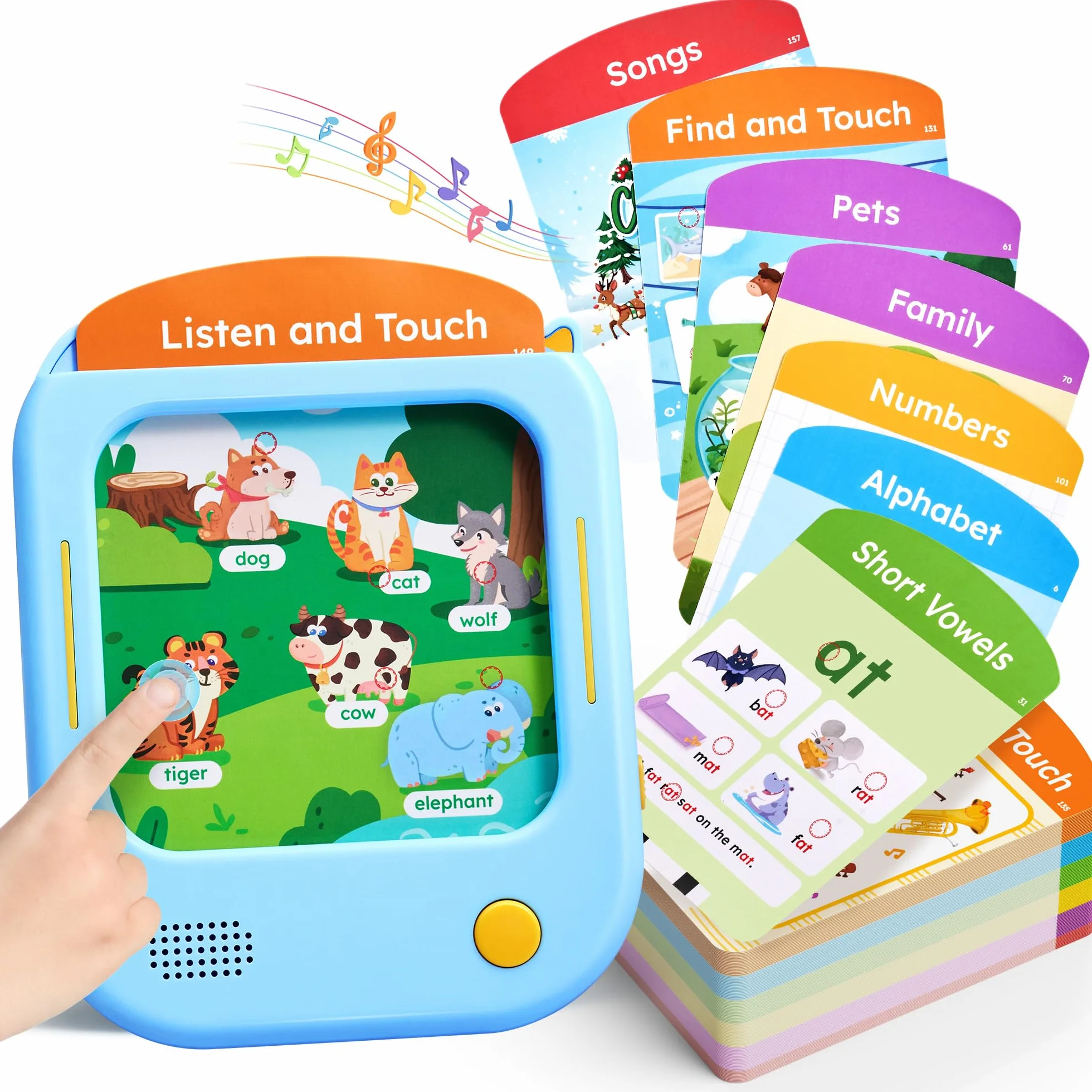 JoyCat Tablette Éducative Enfant, 156 Pages Cartes Sonores à Toucher avec Jeux Interactifs, Jouet Montessori pour Apprendre Anglais, Alphabet, Mots, Nombre, Couleurs & Formes, Cadeau Enfant 2-6 Ans