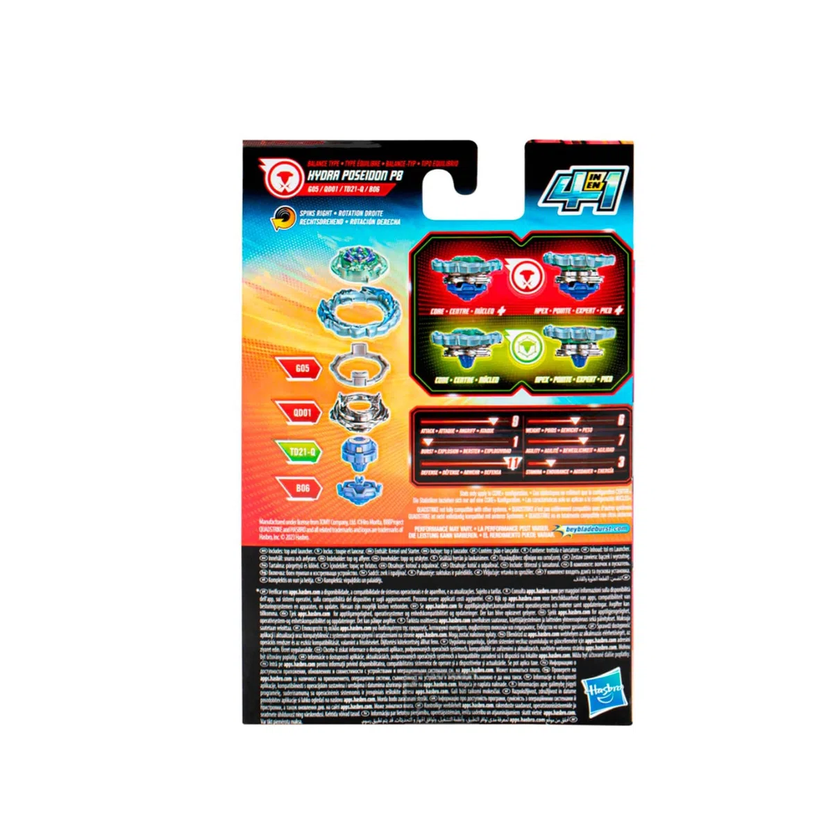 Beyblade Burst QuadStrike, Starter Pack avec toupie de compétition Hydra Poseidon P8, Jouet pour Enfants