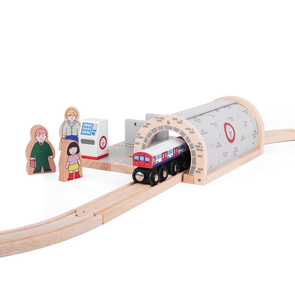 Bigjigs Rail Train du métro | Trains souterrains Londoniens pour Circuits en Bois | Locomotive en Bois à attelages magnétiques | Reproduction d'engins | Jouet éducatif | Cadeau dès 3 Ans