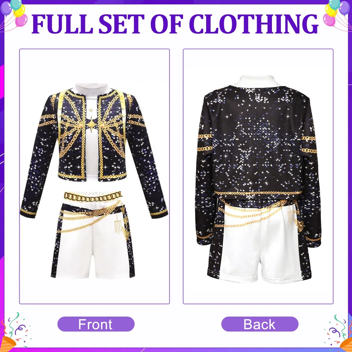 JIASHA K-P0p Dem0 Cosplay Enfants Deguisement, 3PCS Deguisement Dem0 Hun-te, Anime Cosplay Costume, P0p Singers Déguisement Complet pour Fête, Mädchen Costume für Karneval Cosplay