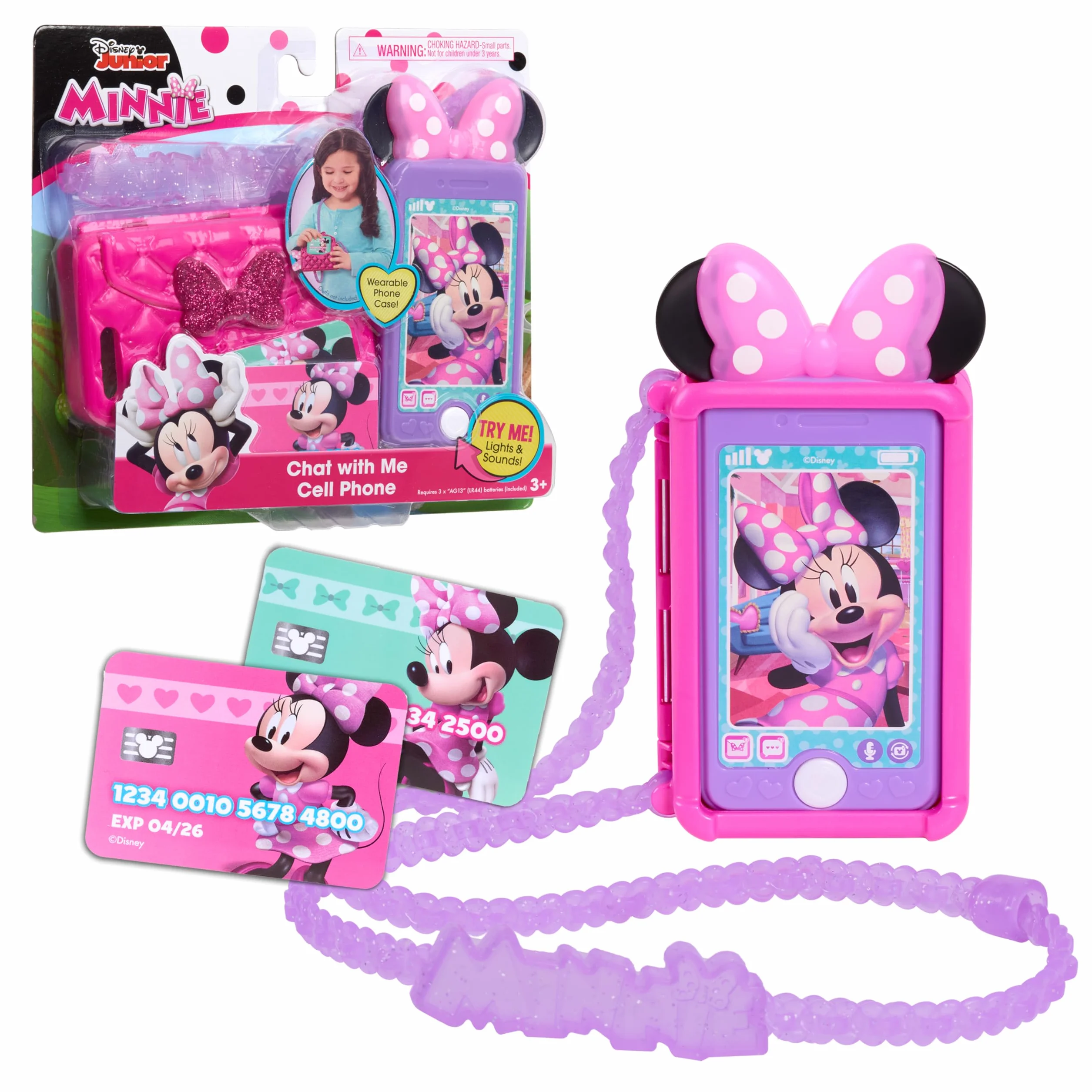 Just Play Coffret téléphone Portable Minnie Mouse Disney Junior, Effets sonores et Lumineux, Jouet pour Enfants de 3 Ans et Plus, 19.05