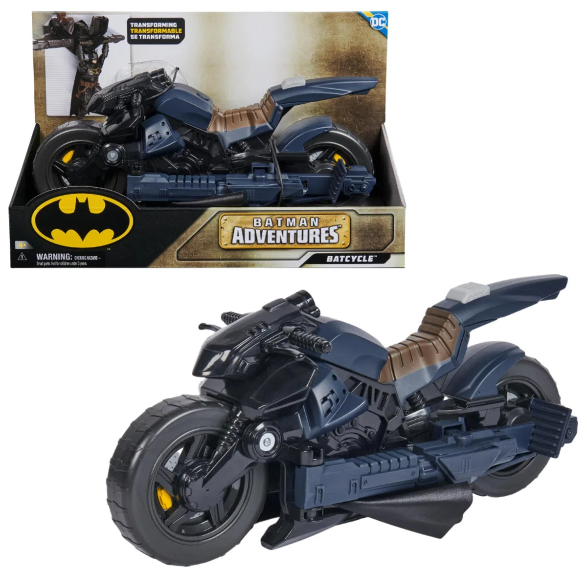 DC Batman - Batcycle 2 en 1 - Batcycle Qui Se Transforme en Batplane - Voiture Batman À Collectionner - Compatible avec Figurines 30 cm - Jouet À Collectionner - Jouet Enfant 4 Ans Et +