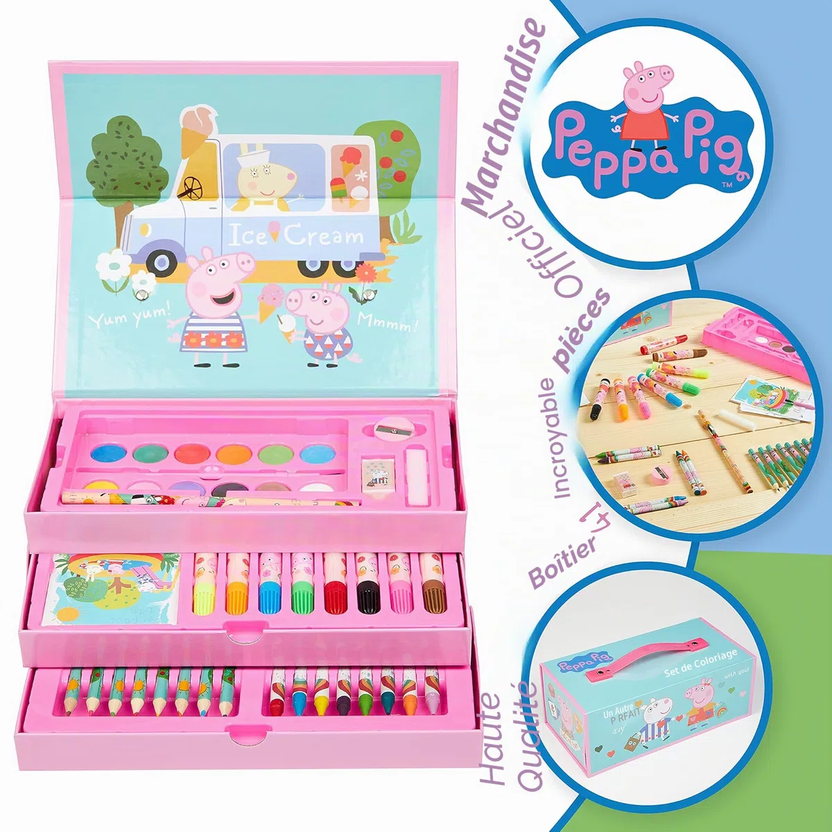 Peppa Pig Coloriage Enfant, Malette Dessin Enfant, Crayons de Couleur, Feutres Coloriage & Peinture