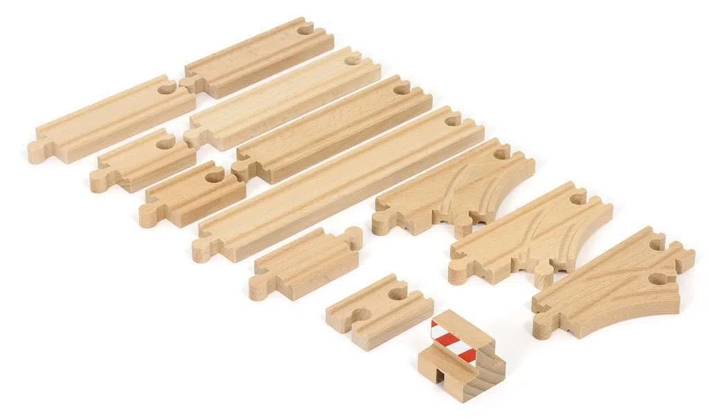 BRIO World - 33394 - Coffret de Démarrage 13 Rails - Pack B - Accessoire pour circuit de train en bois - Assortiment de rails - Jouet mixte à partir de 3 ans