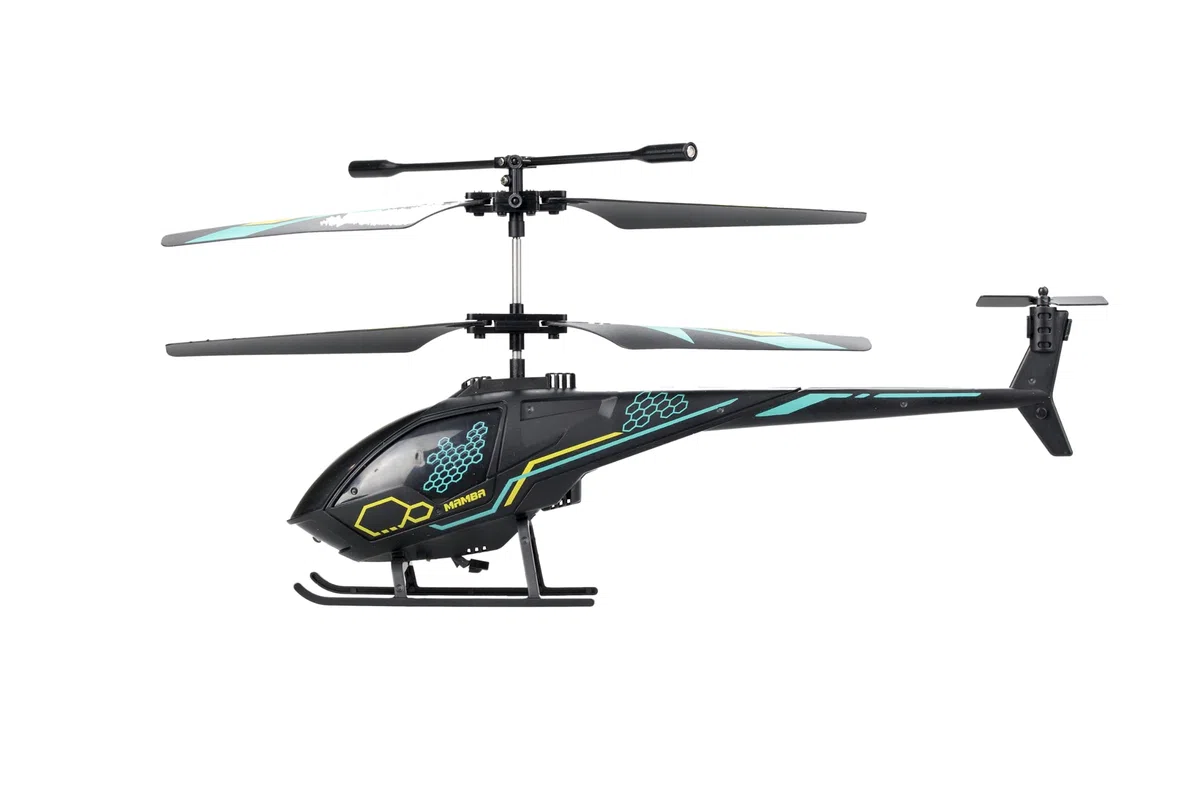 FLYBOTIC - Hélico Air Mamba - Hélicoptère Télécommandé 18 cm avec Effets Lumineux pour Enfant et Adulte - 2 Canaux de Contrôle - Infrarouge - Batterie Rechargeable - Usage intérieur - Dès 10 Ans
